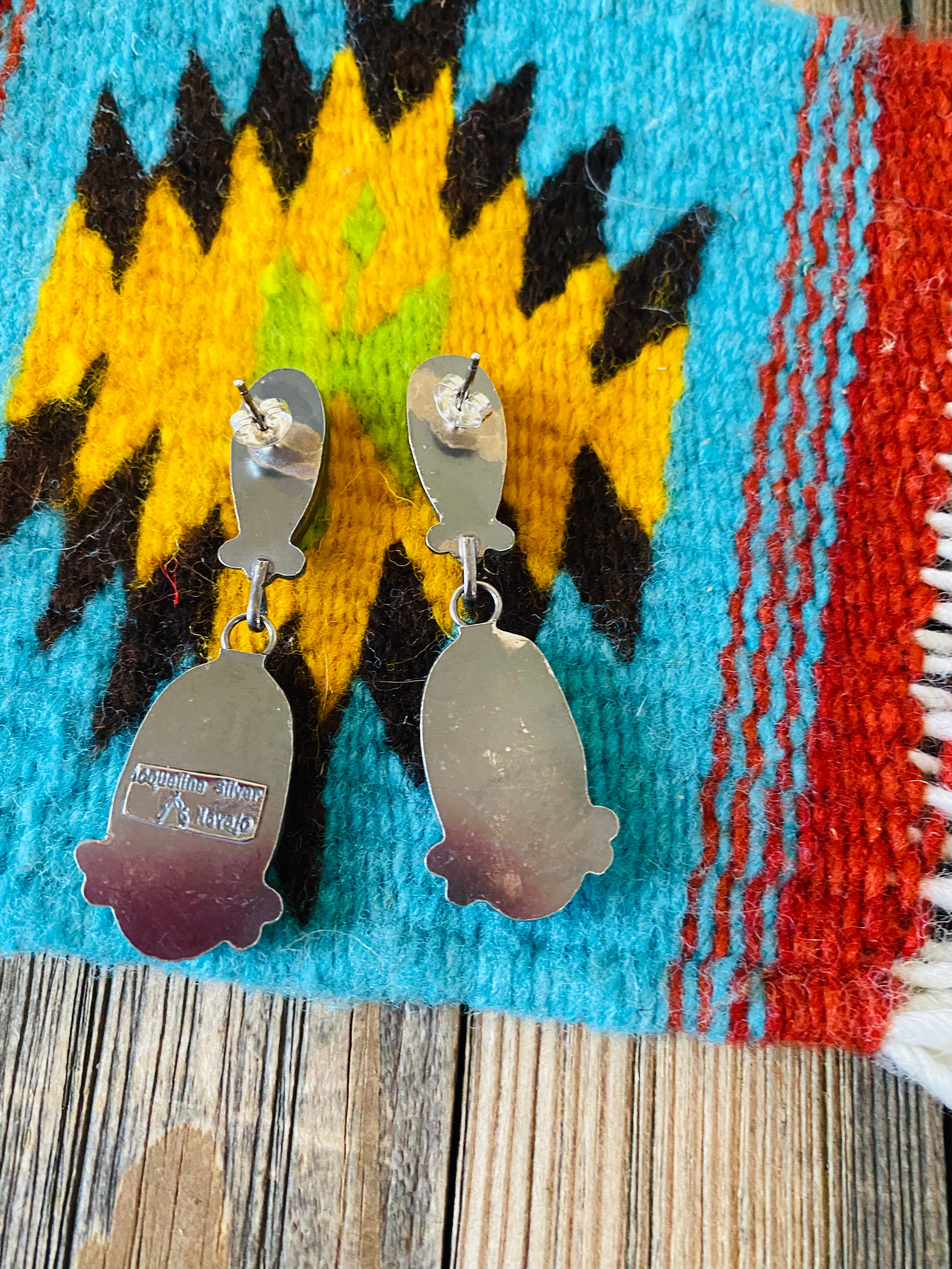 Navajo Jacqueline Silver Royston Turquoise & Sterling Silver Dangle Earrings