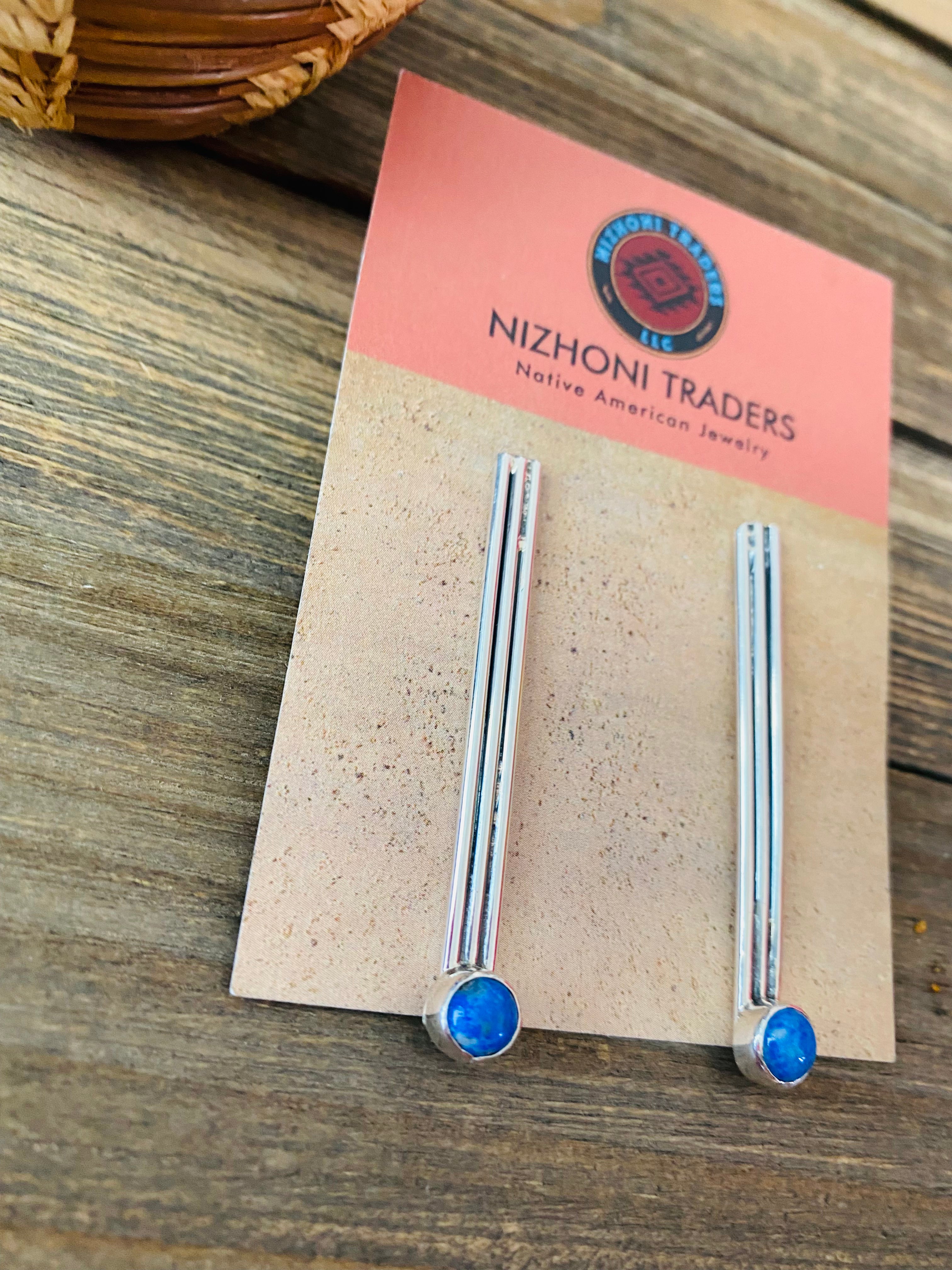 Navajo Denim Lapis & Sterling Silver Dangle Earrings