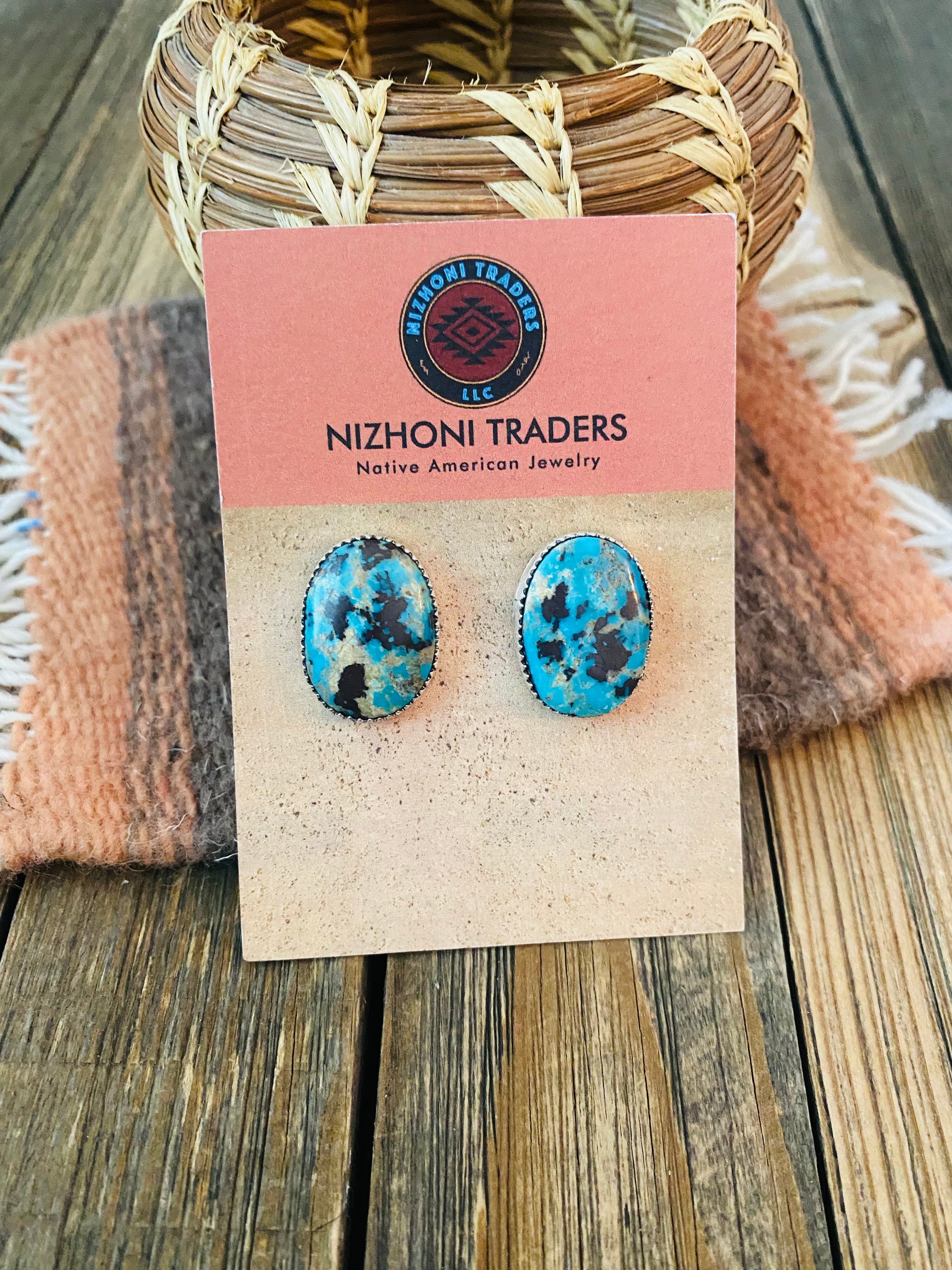 Navajo Sterling Silver & Turquoise Stud Earrings