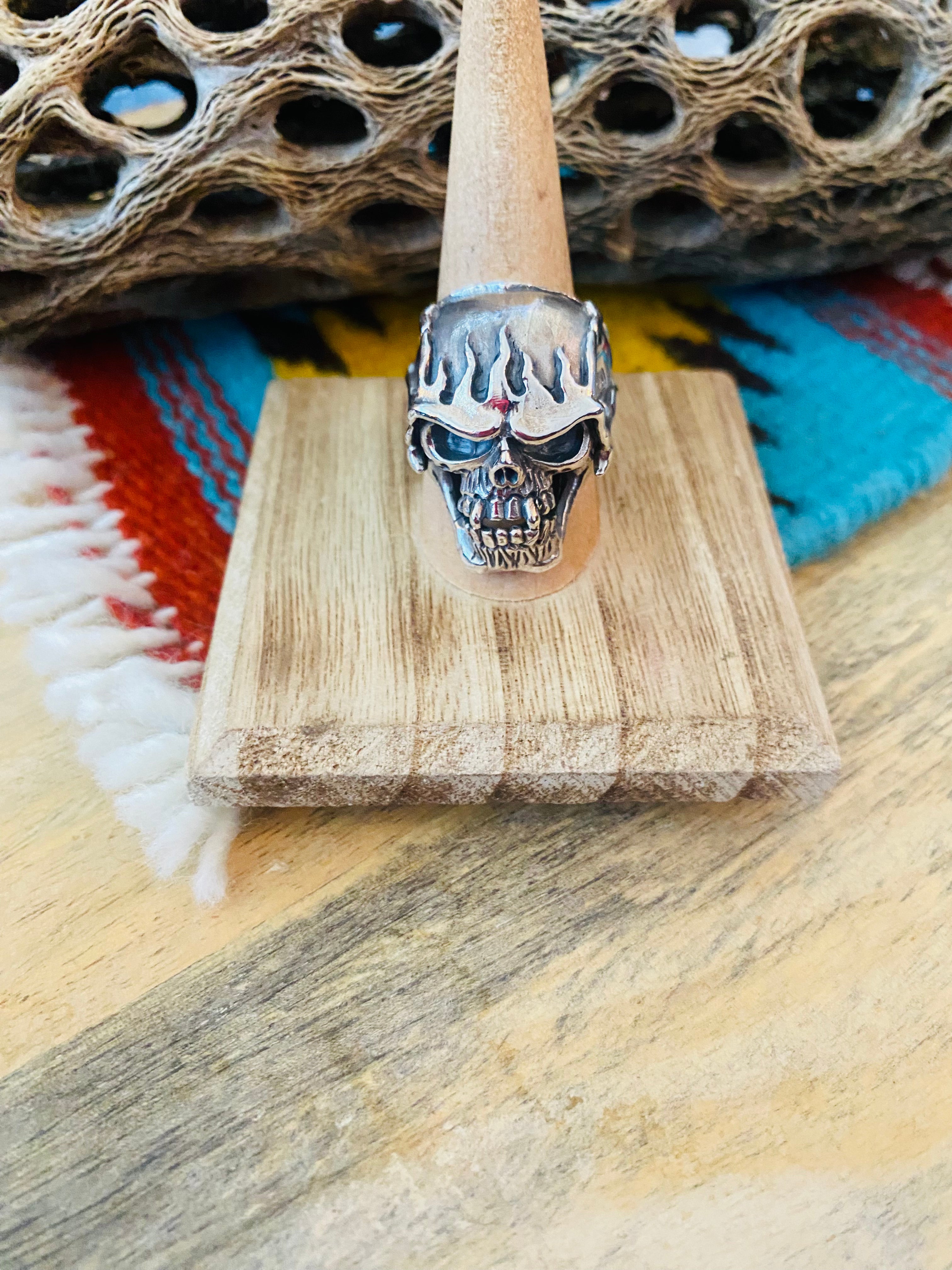 Handmade Sterling Silver Skull Ring Size 8.75