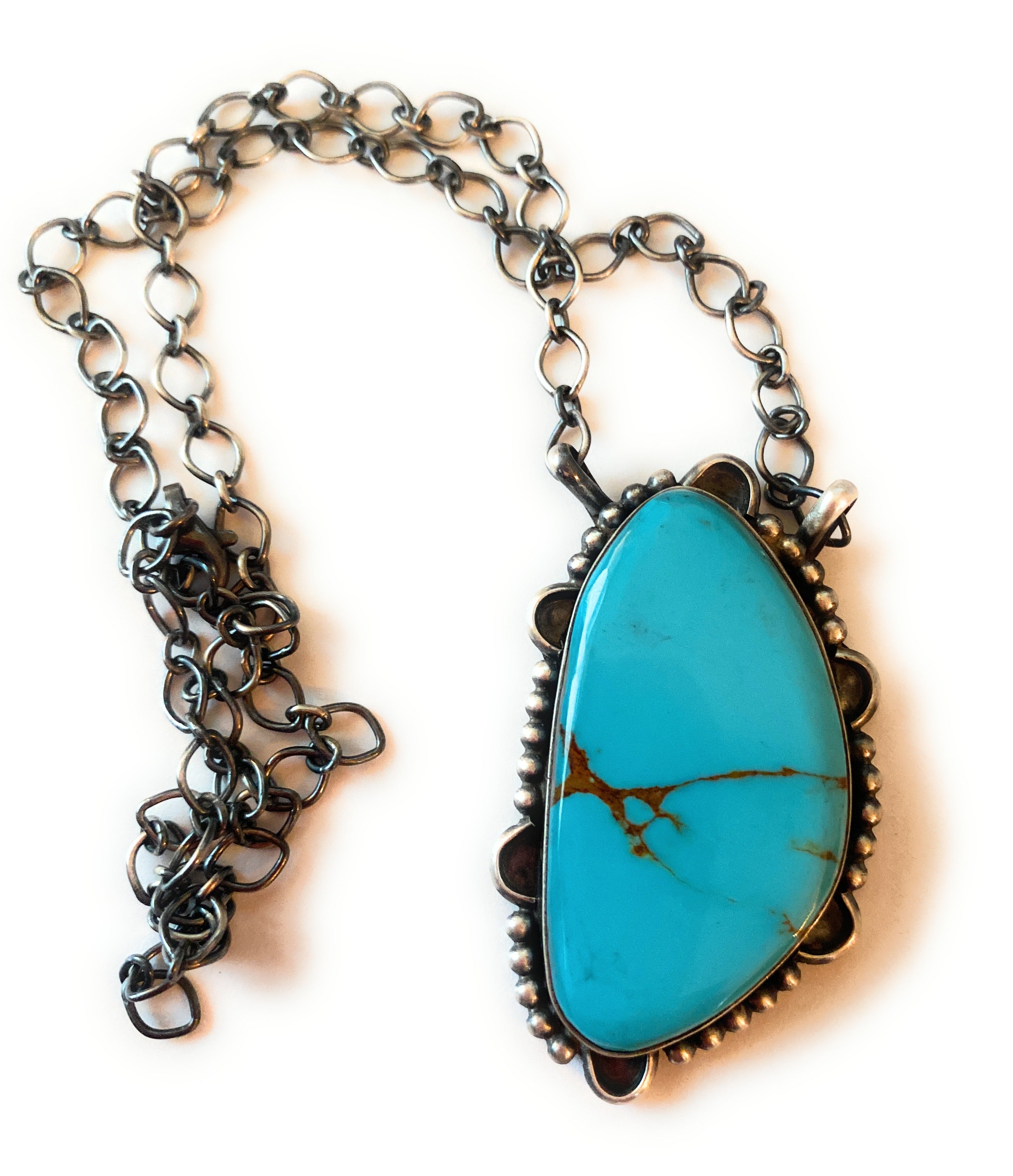 Navajo Sterling Silver & Kingman Turquoise Necklace