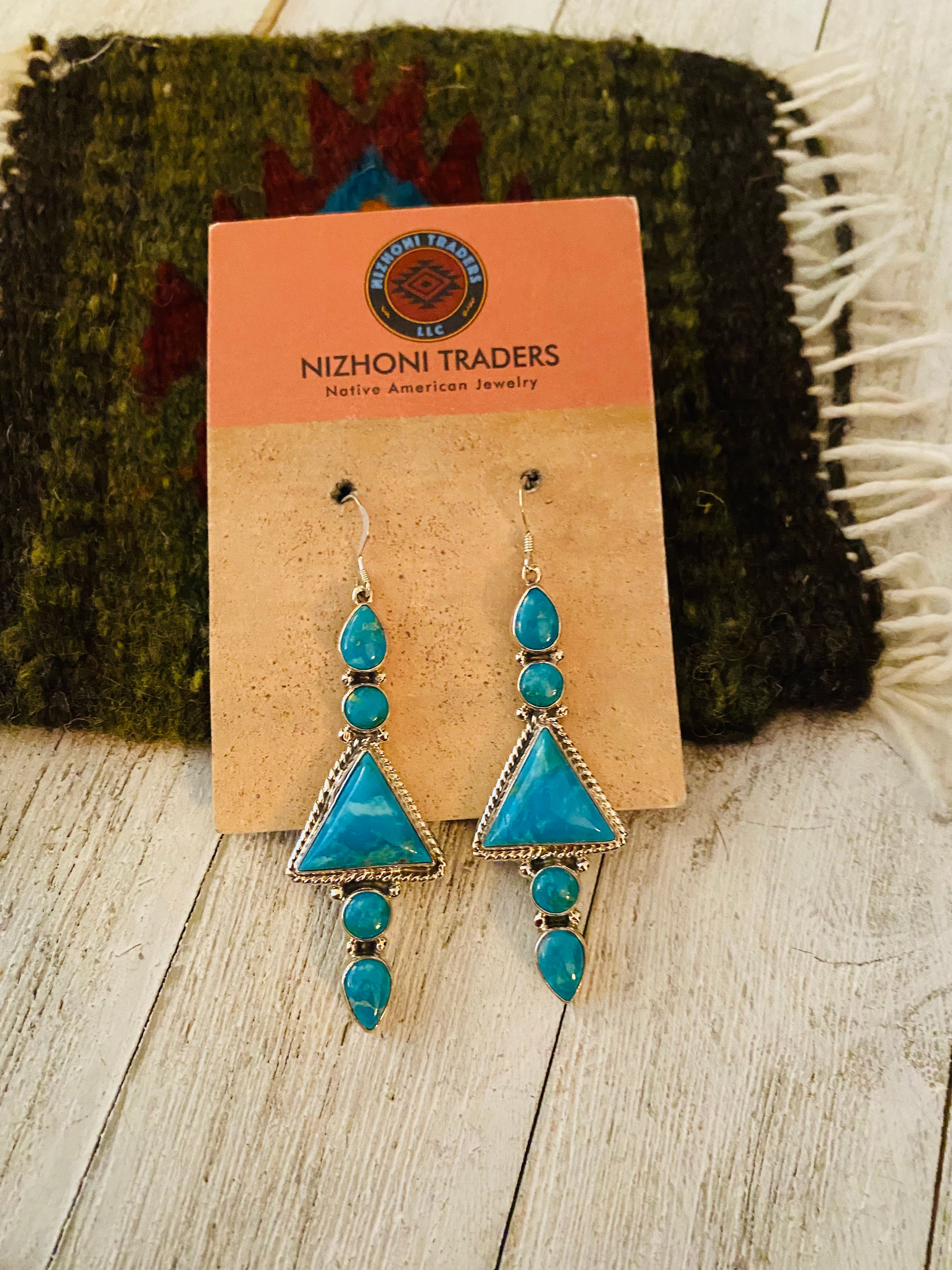 Navajo Turquoise & Sterling Silver Dangle Earrings