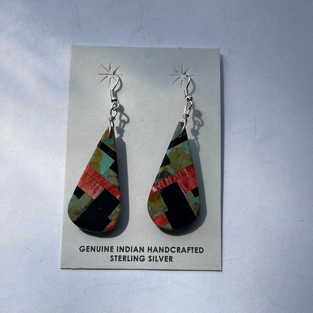 Santo Domingo Multi Stone Inlay Dangle Earrings