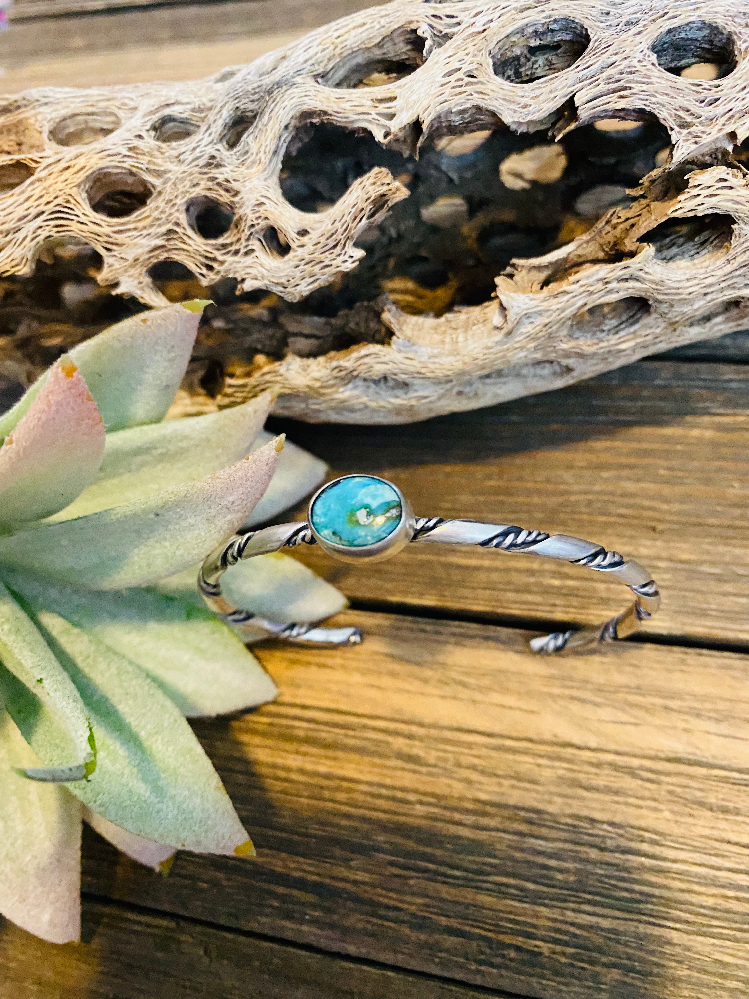 Navajo Sterling Silver & Sonoran Mountain Turquoise Cuff Bracelet