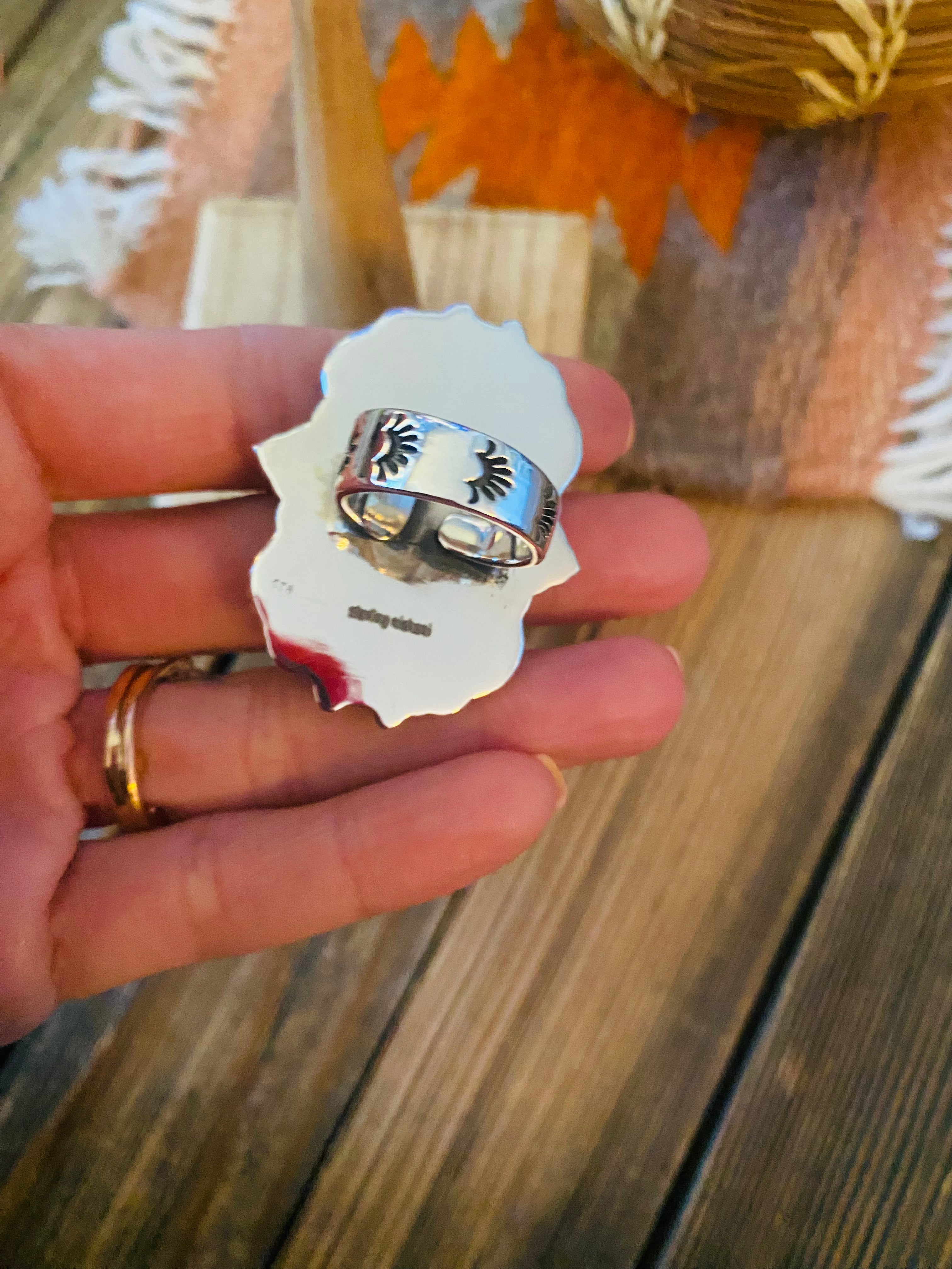 Handmade Sterling Silver, Turquoise & Opal Cluster Adjustable Ring