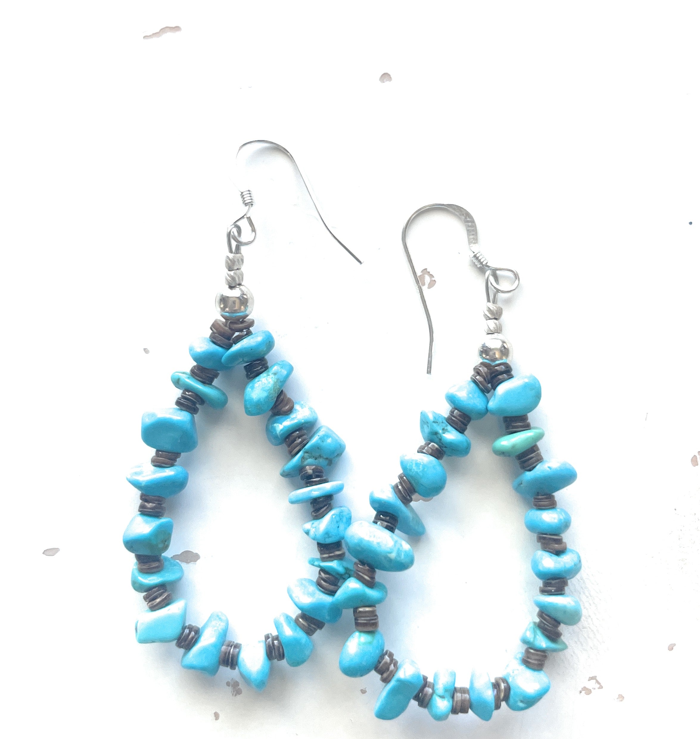 Navajo Sterling Silver Turquoise Chips Earrings-sm