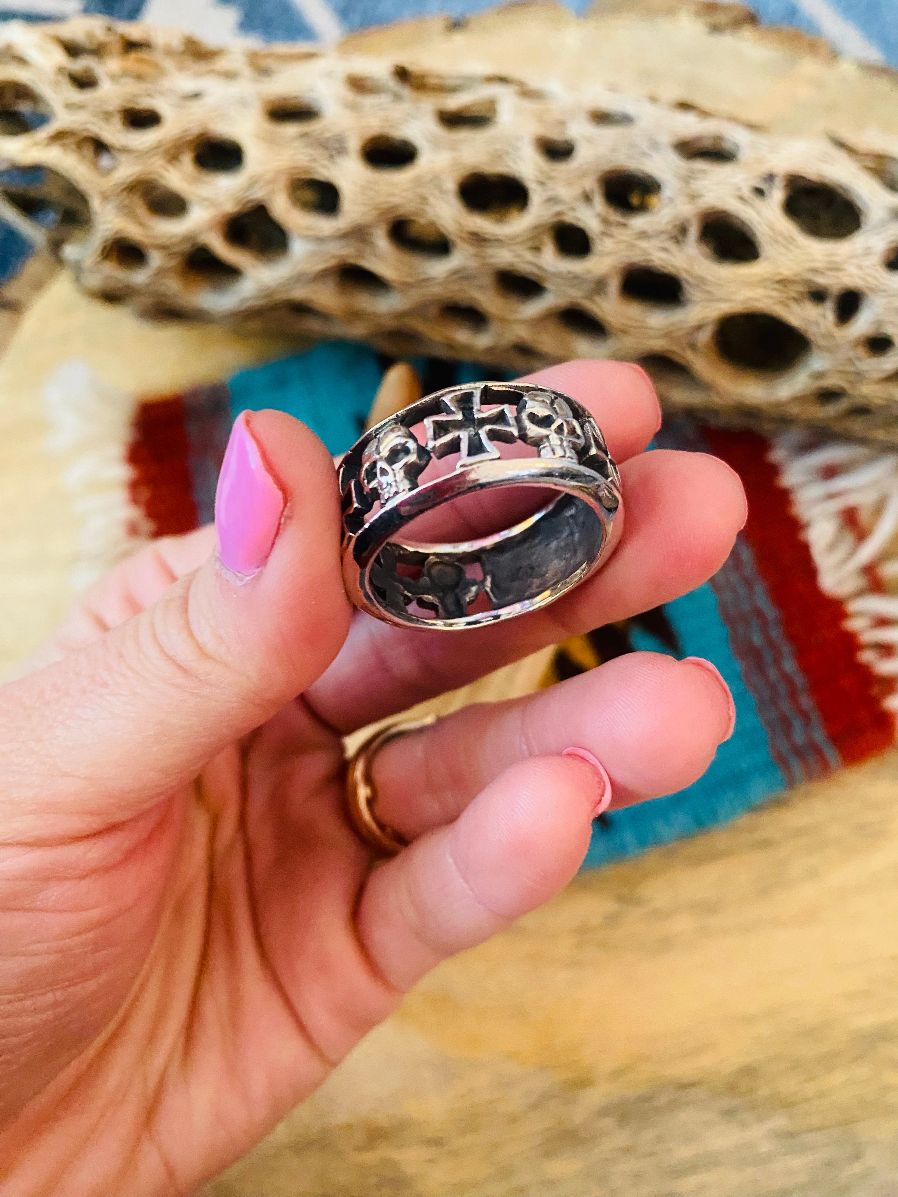 Handmade Sterling Silver Skull Ring Size 11.5