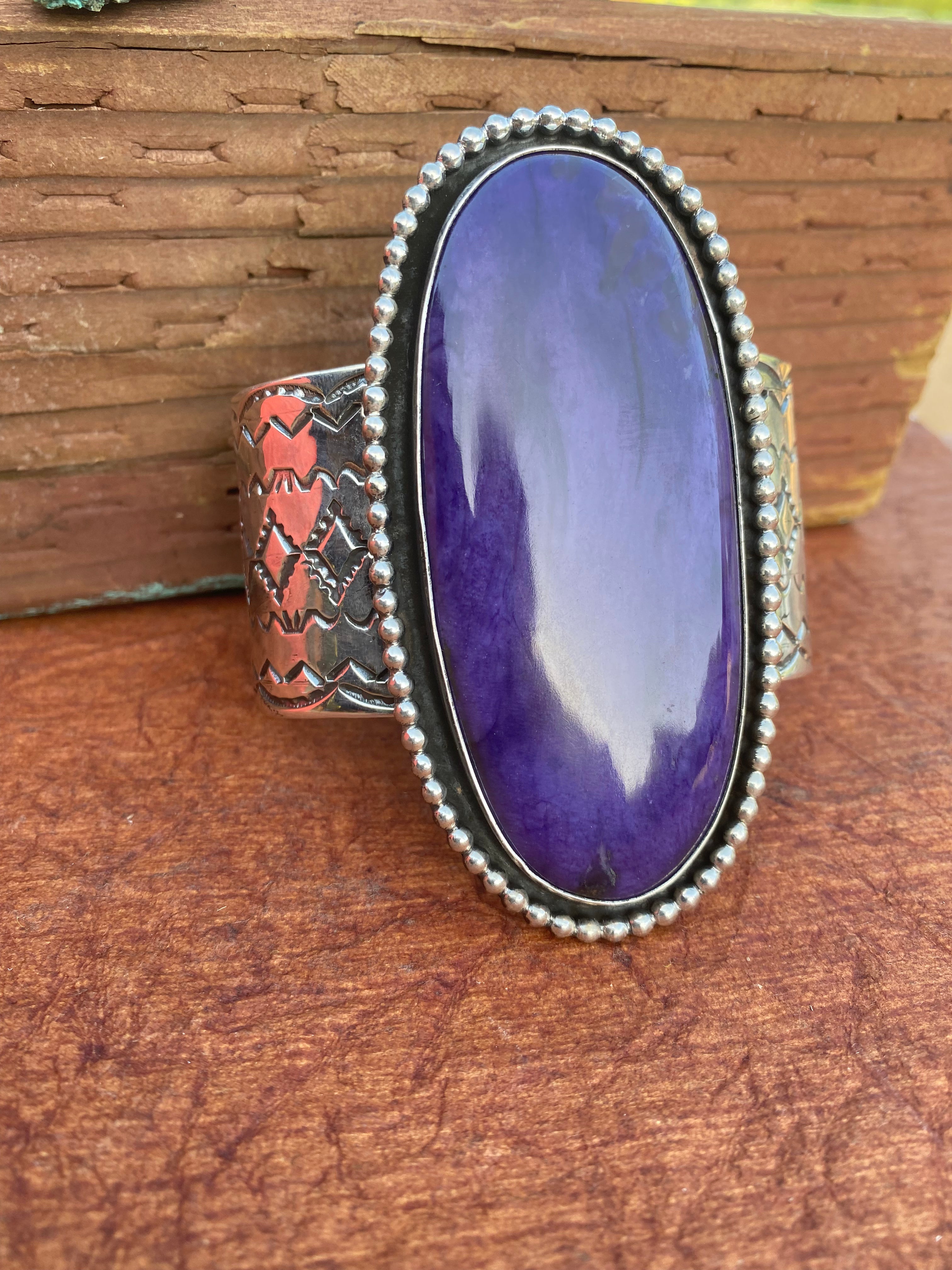 Jennifer Garcia Sterling Silver & Charoite Cuff Bracelet