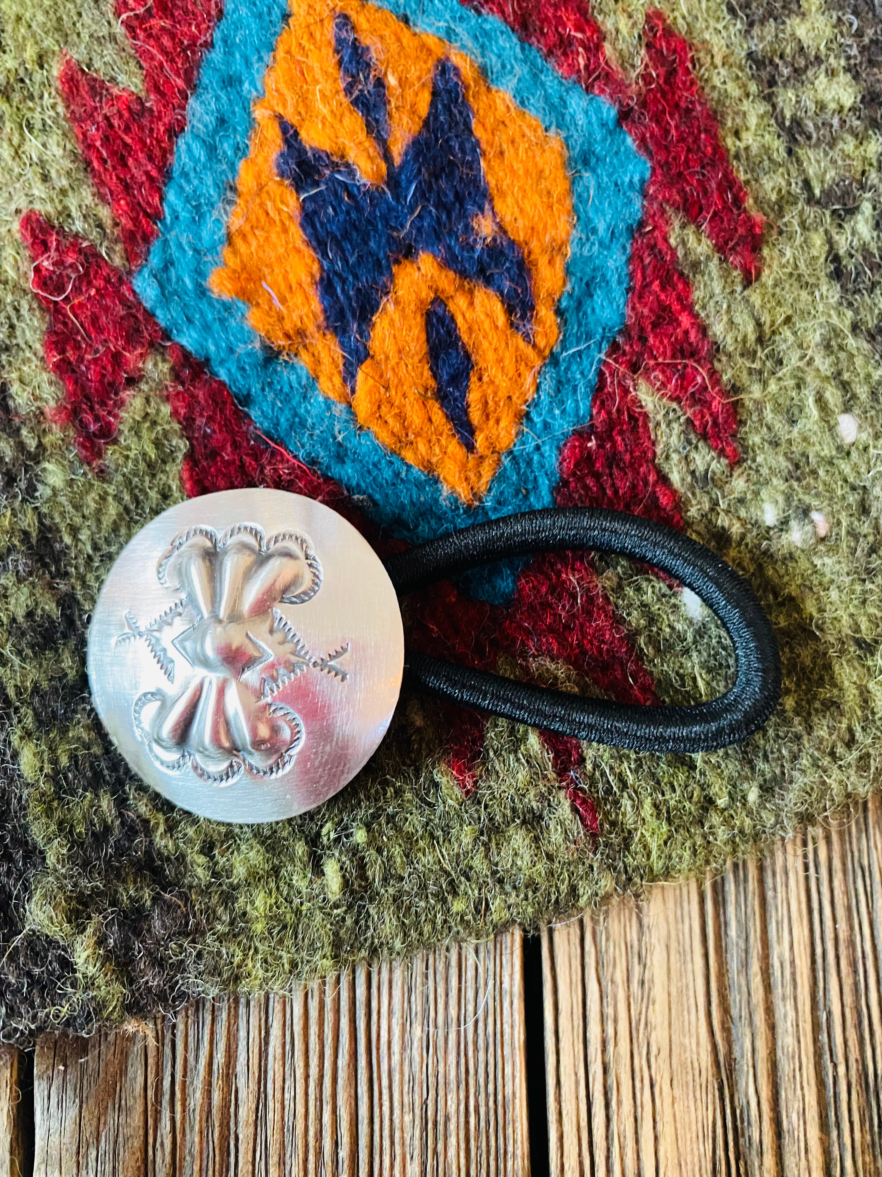 Navajo Sterling Silver Hand Stamped Hair Tie