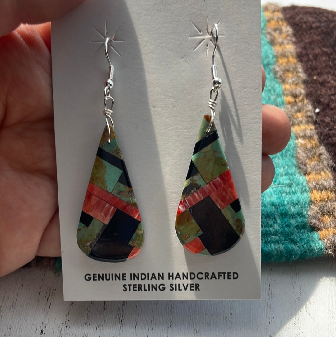 Santo Domingo Multi Stone Inlay Dangle Earrings