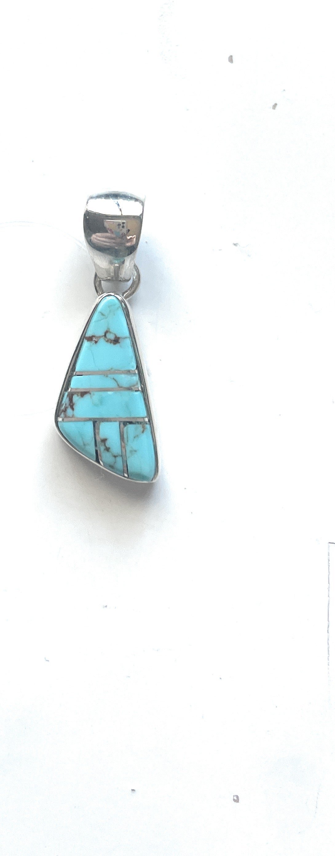 Navajo Number 8 Turquoise Inlay & Sterling Silver Pendant