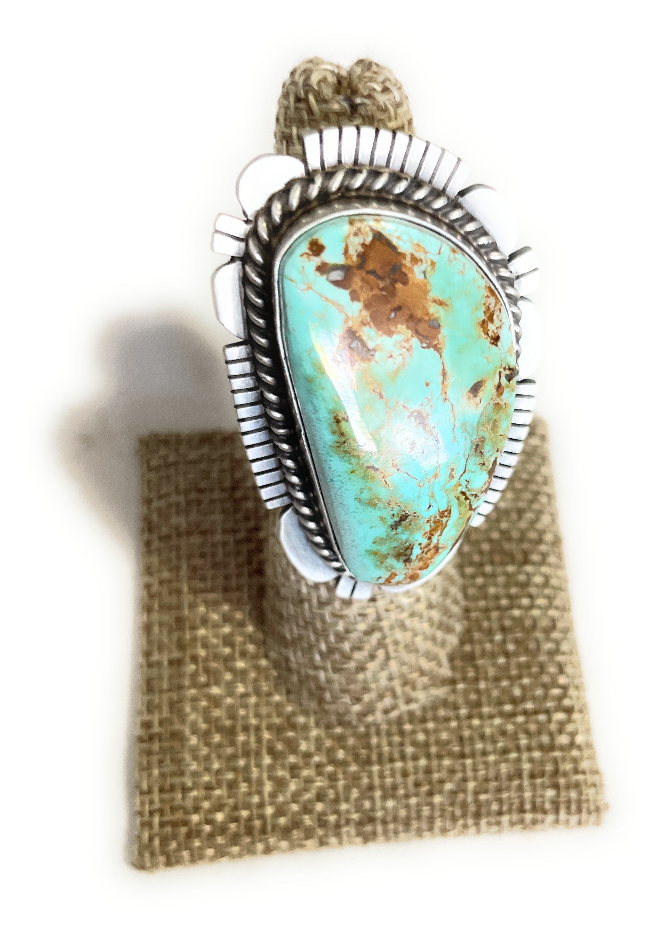 Navajo Turquoise & Sterling Silver Ring Size 6 Signed  Russell Sam