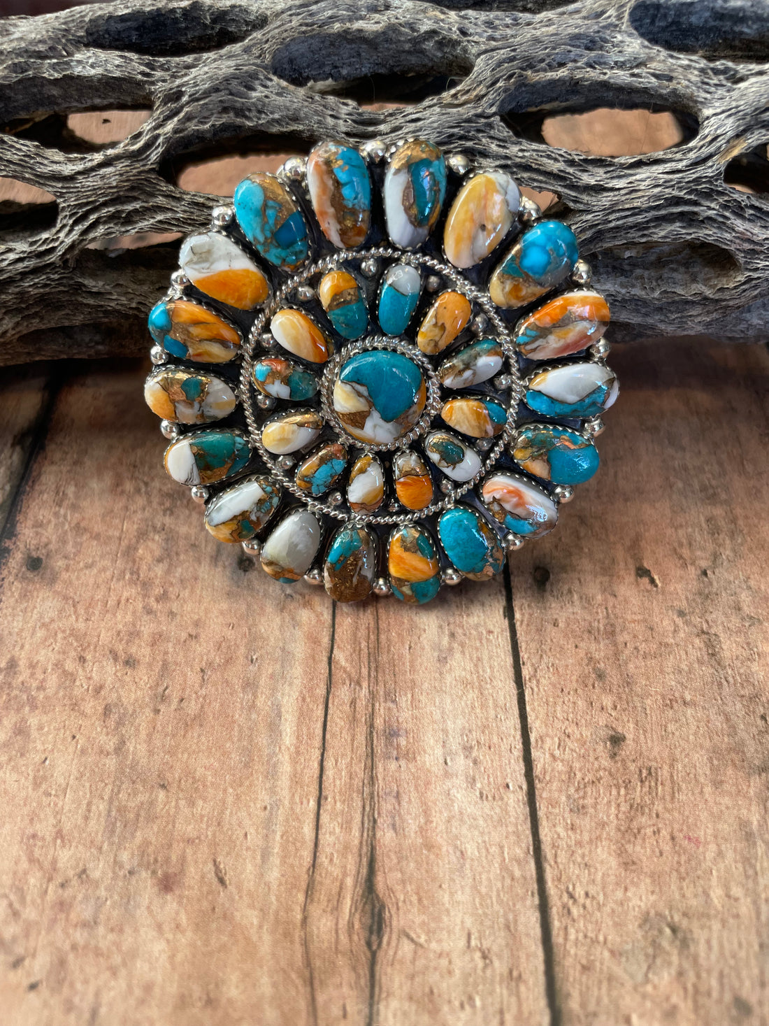 Navajo Sterling Silver And Multi Stone Spice Pendant Pin by Juliana Williams