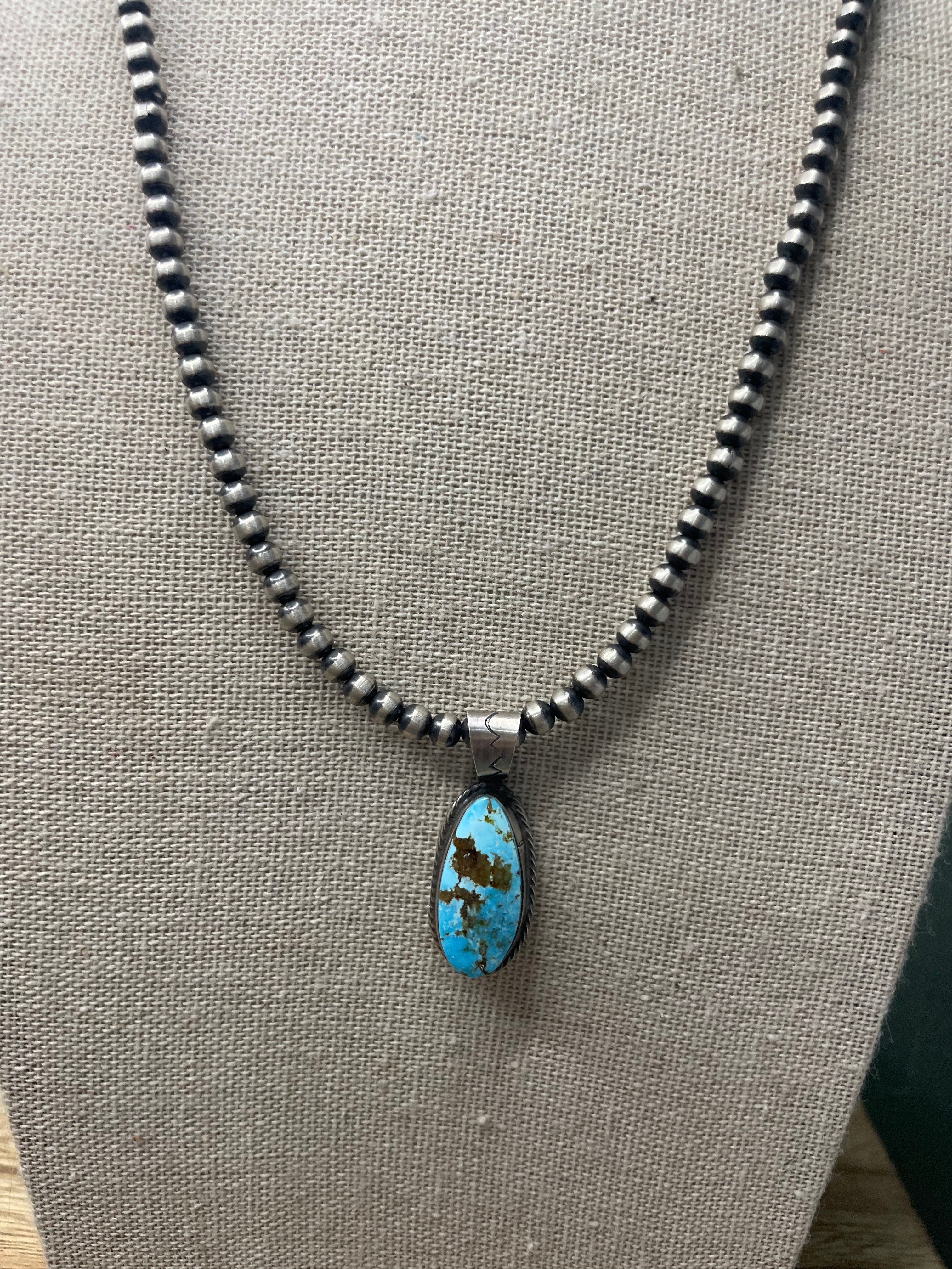 Navajo Sterling Silver & Turquoise Pendant By S Cooke