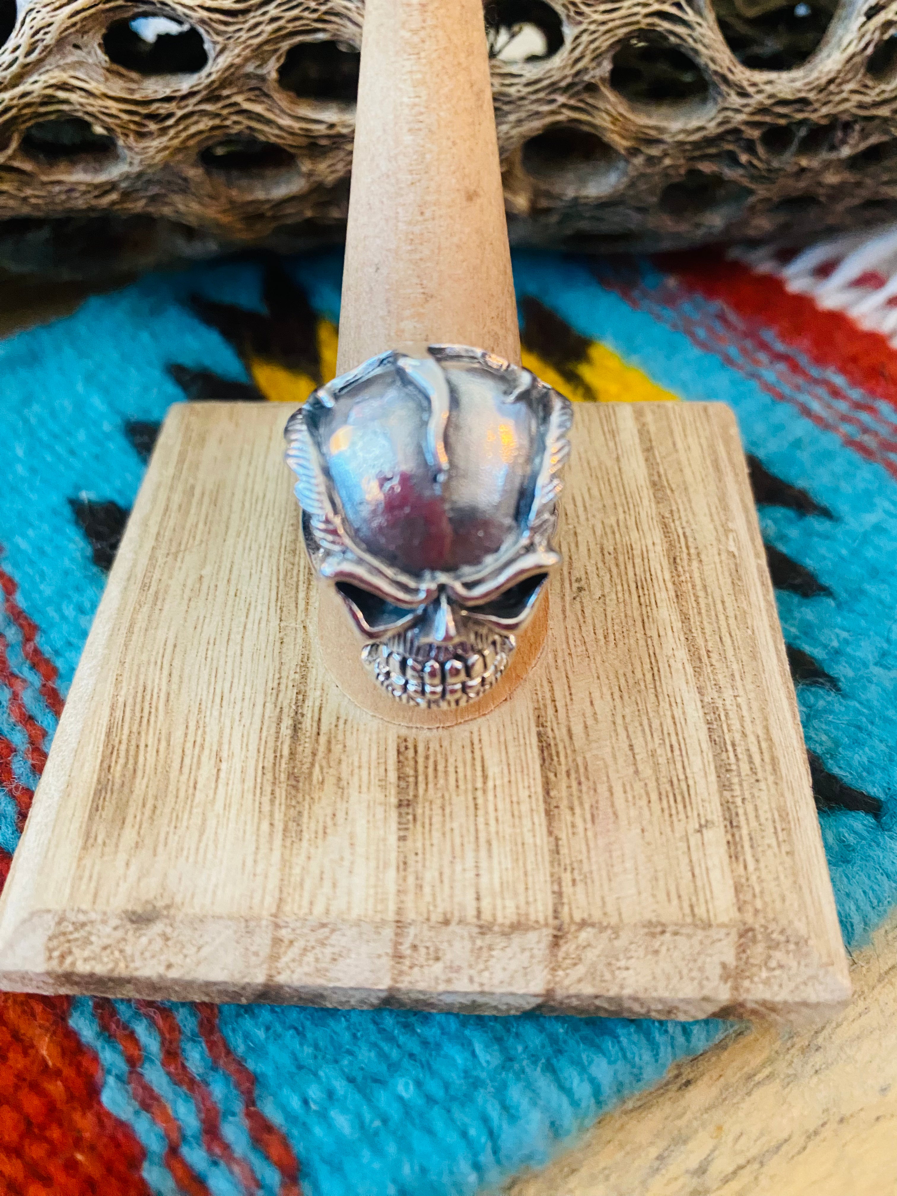 Handmade Sterling Silver Skull Ring Size 9.5