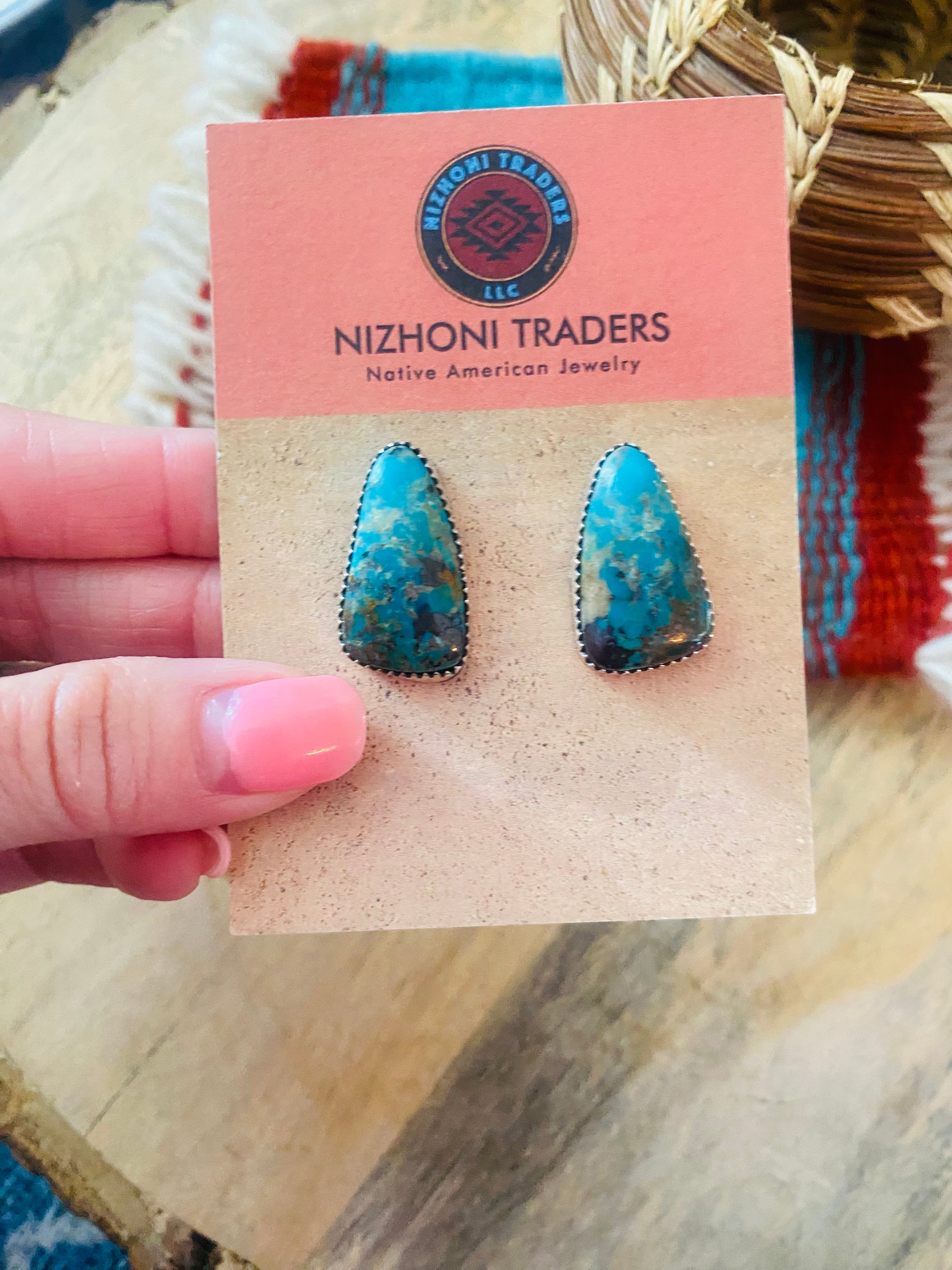 Navajo Turquoise & Sterling Silver Stud Earrings