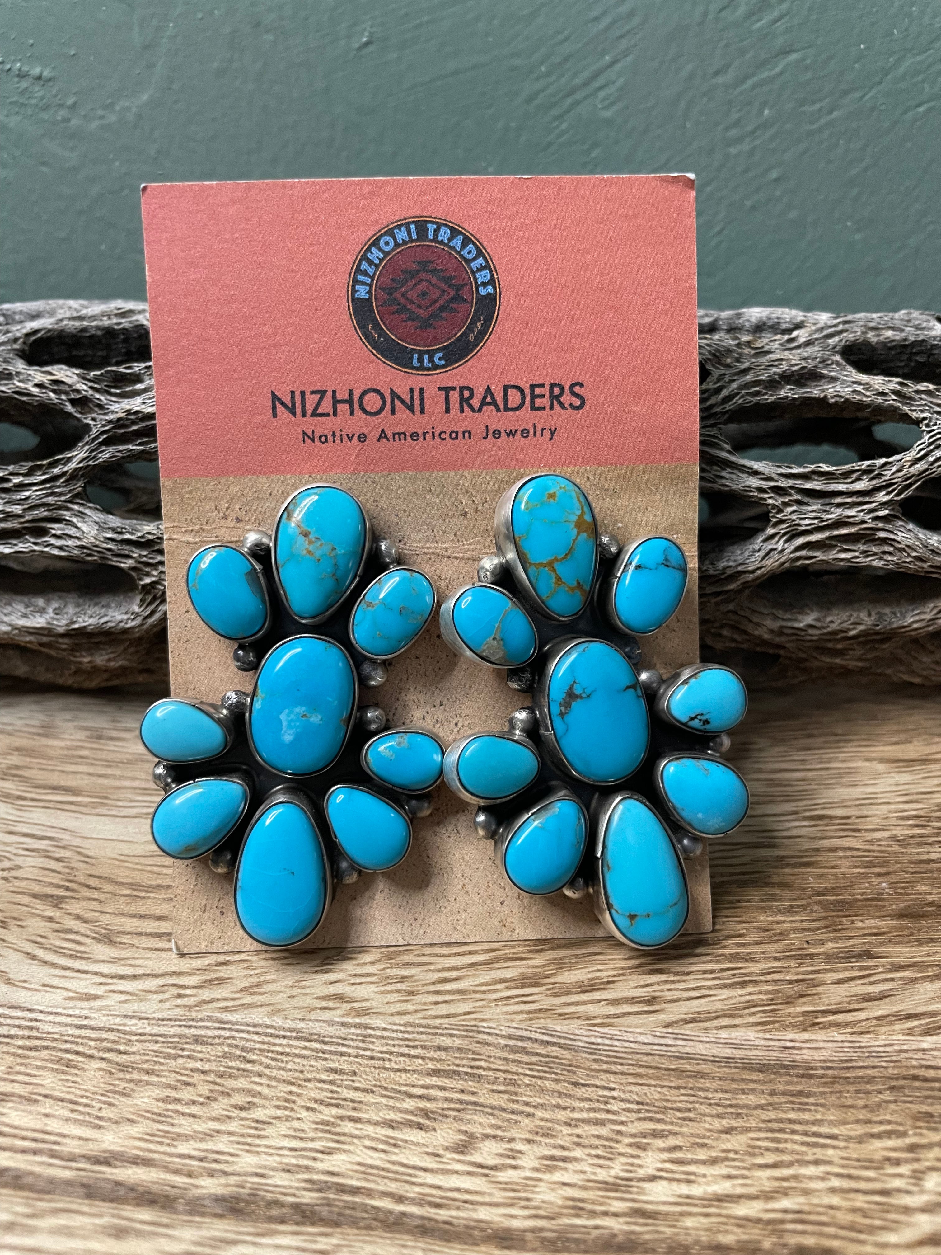 Navajo Royston Turquoise Earrings By Sheila Becenti Signed