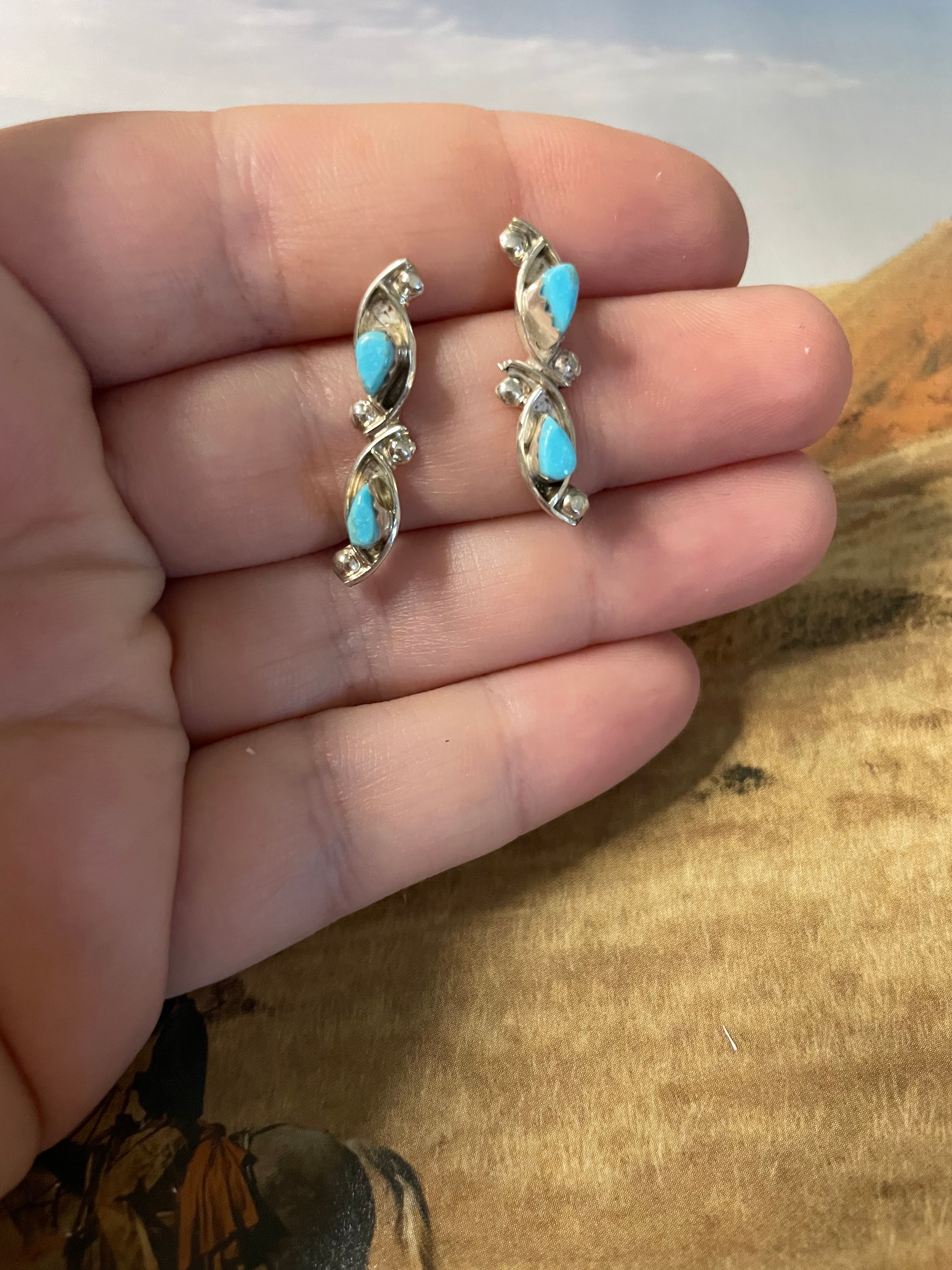 Navajo Turquoise & Sterling Silver Post Earrings