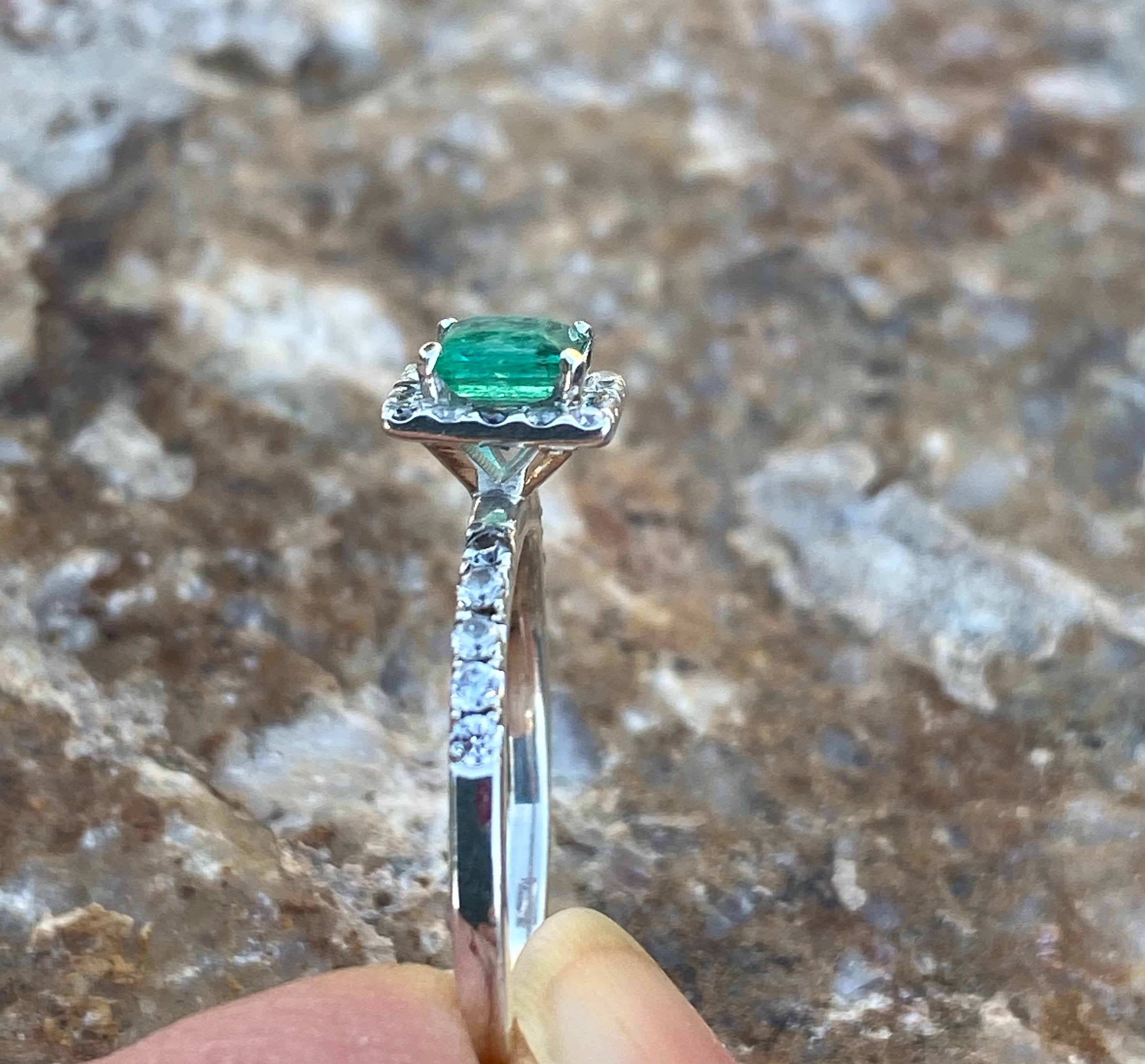 Colombian Emerald Earrings & Ring Set in Sterling Silver