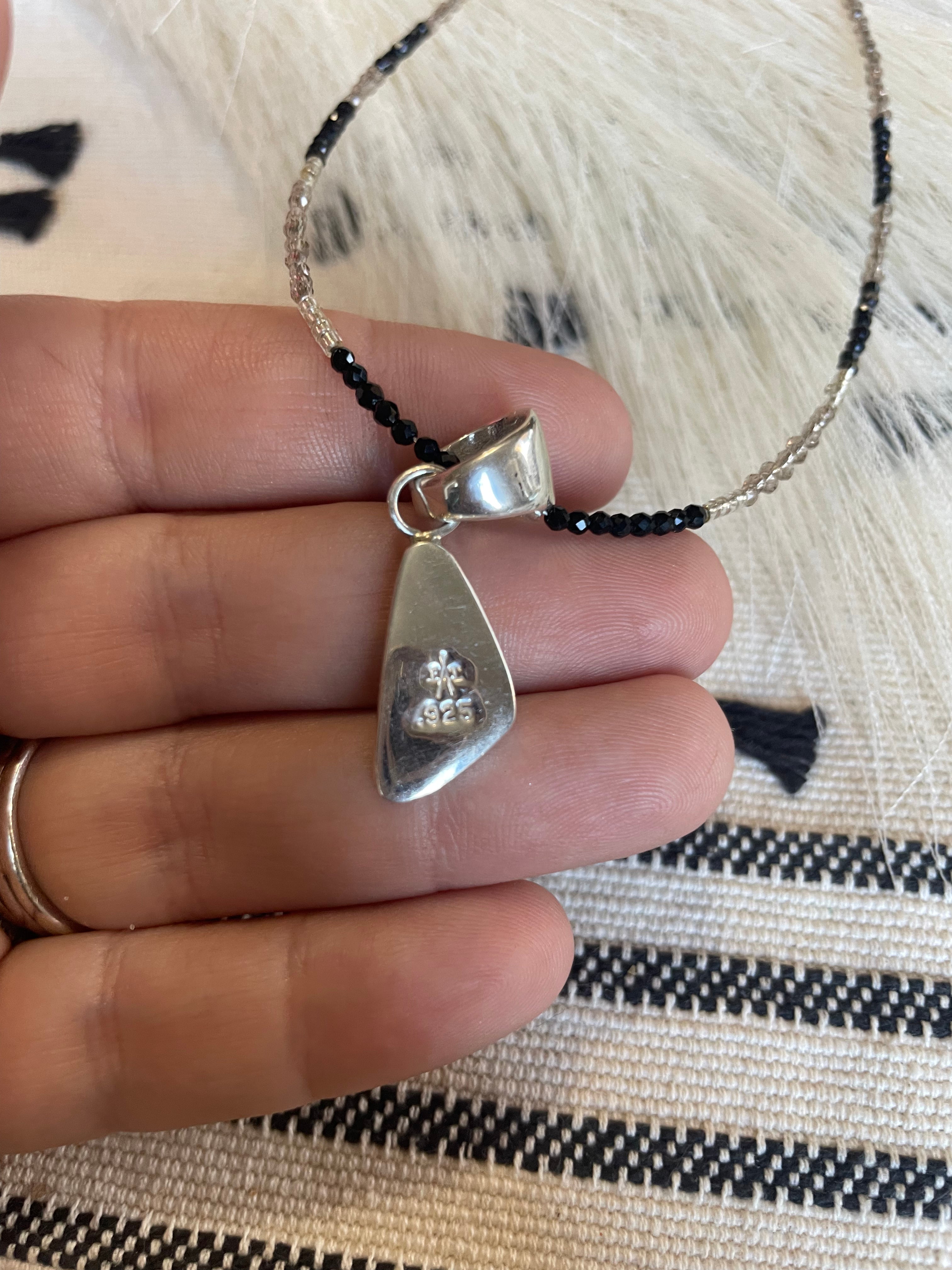 Navajo Sterling Silver & Blue Opal Inlay Pendant