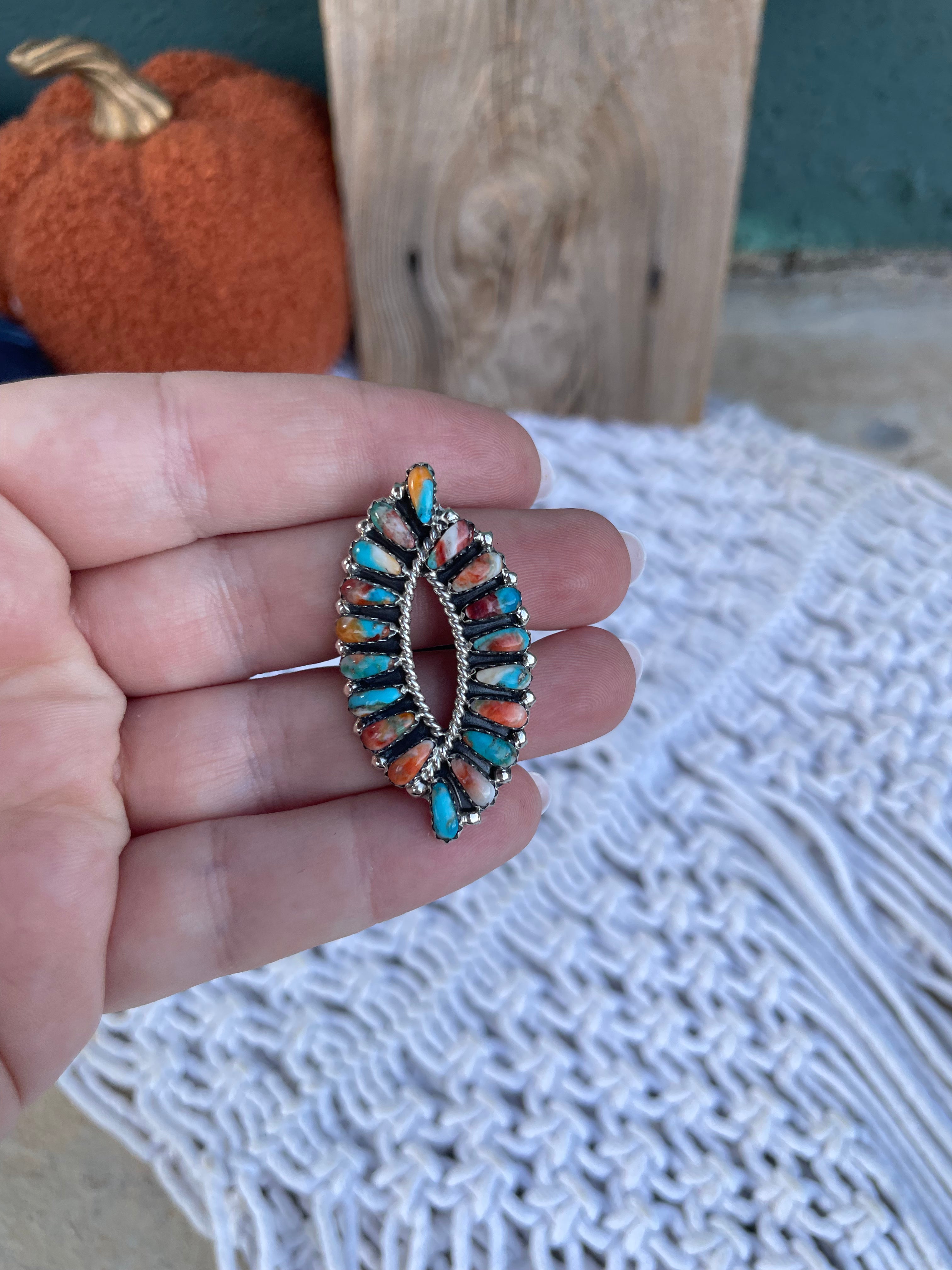 Navajo Double Swirl Spice And Sterling Silver Ring Signed