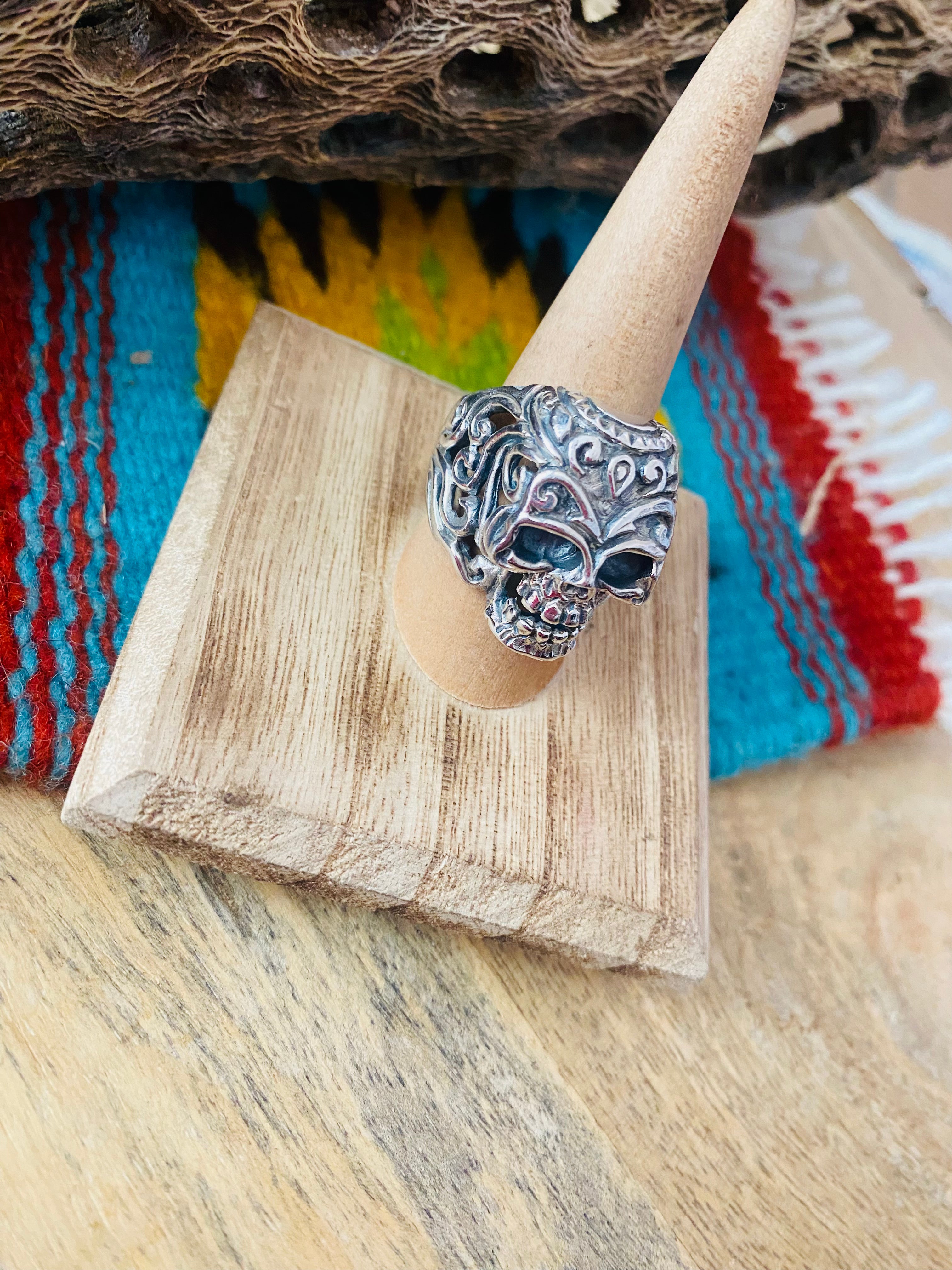 Handmade Sterling Silver Skull Ring Size 9