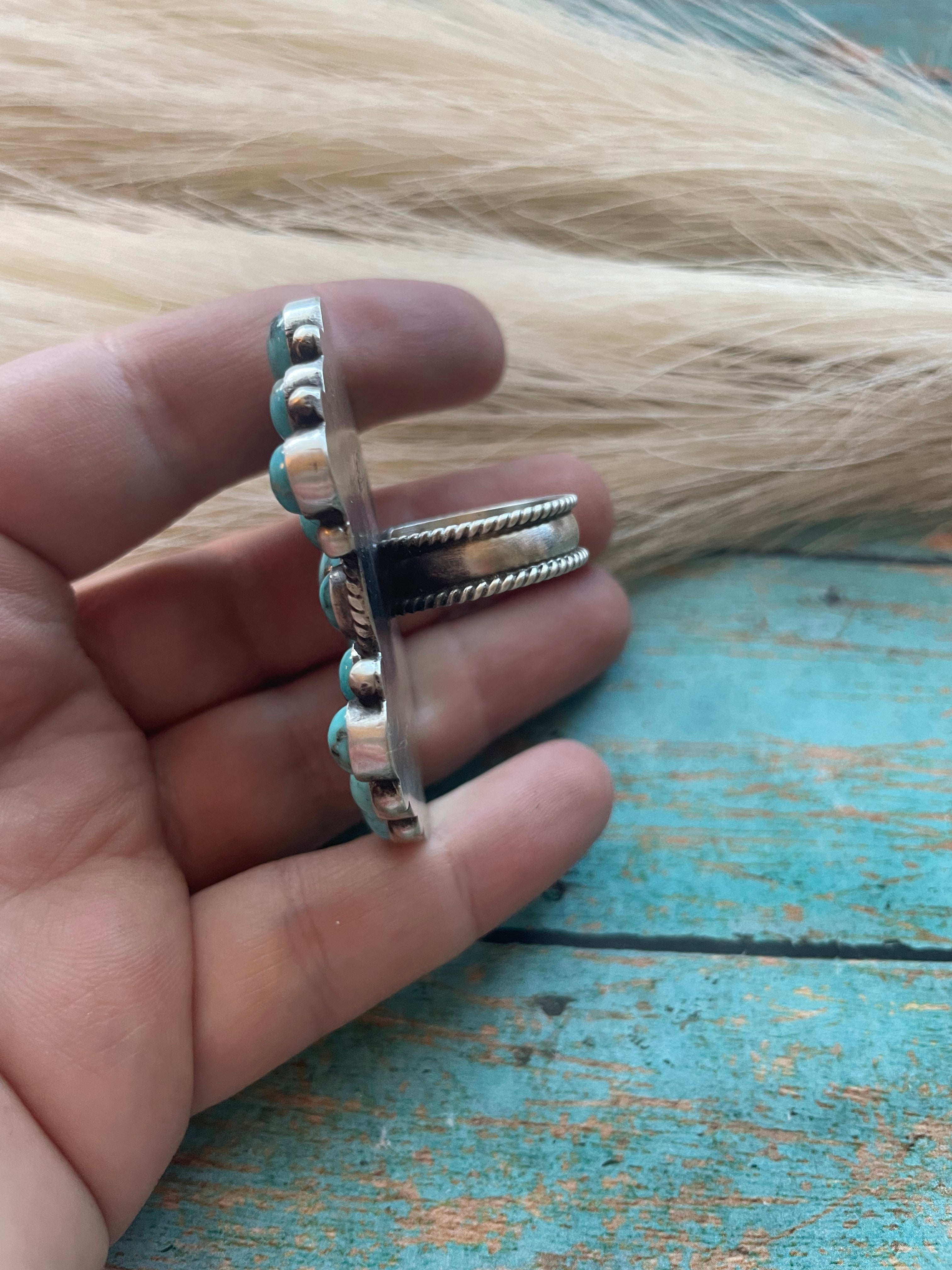 Navajo Sterling Silver & Turquoise Adjustable Ring