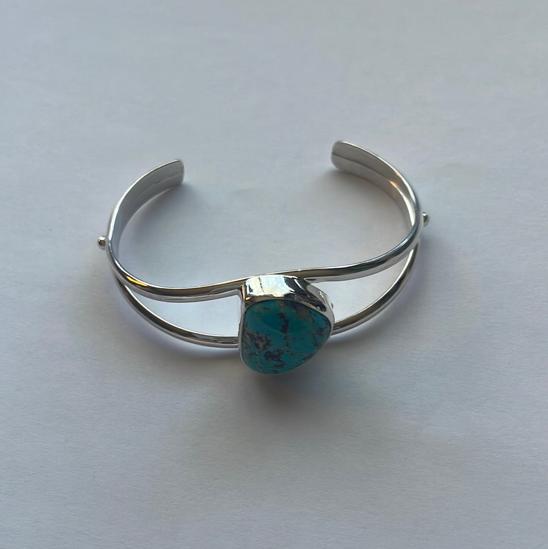 Navajo Sterling Silver & Turquoise Adjustable Cuff Bracelet