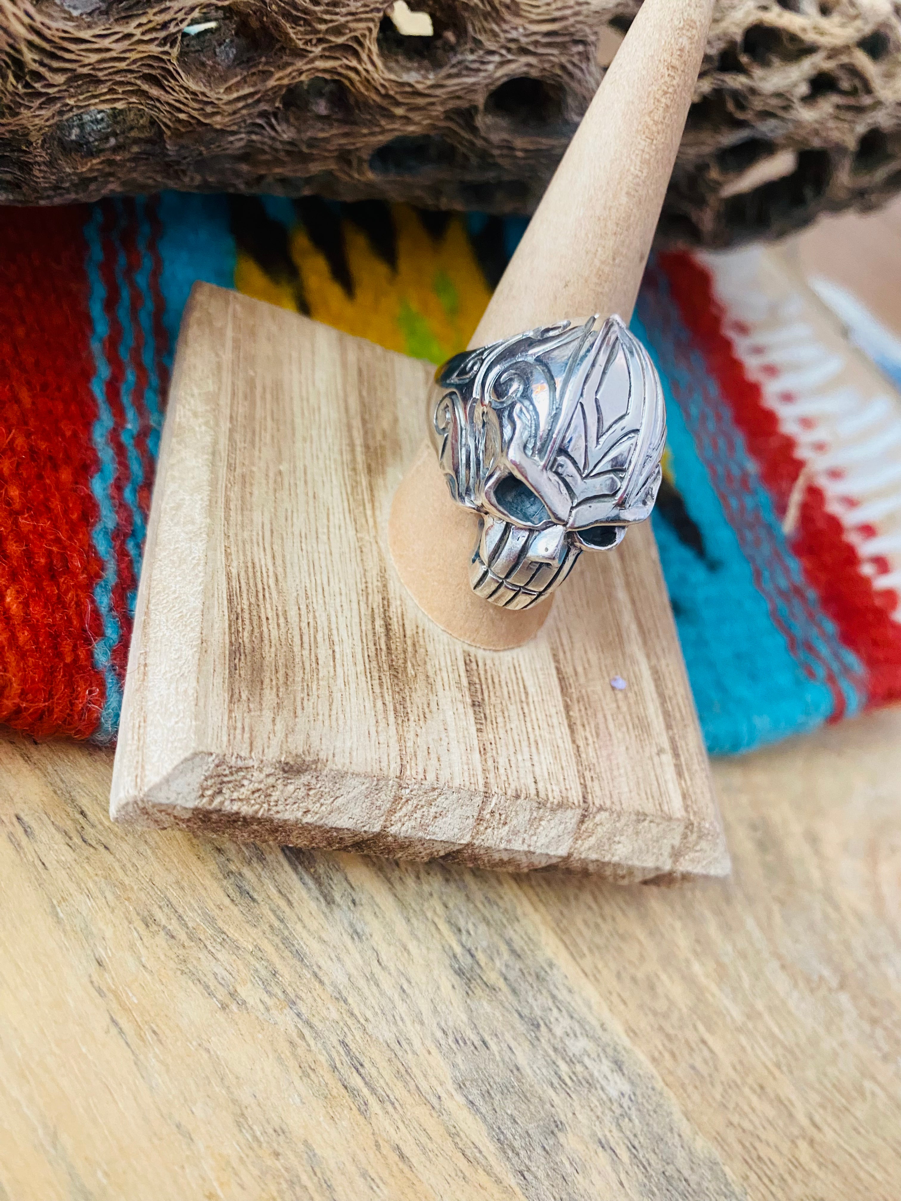 Handmade Sterling Silver Skull Ring Size 8.5