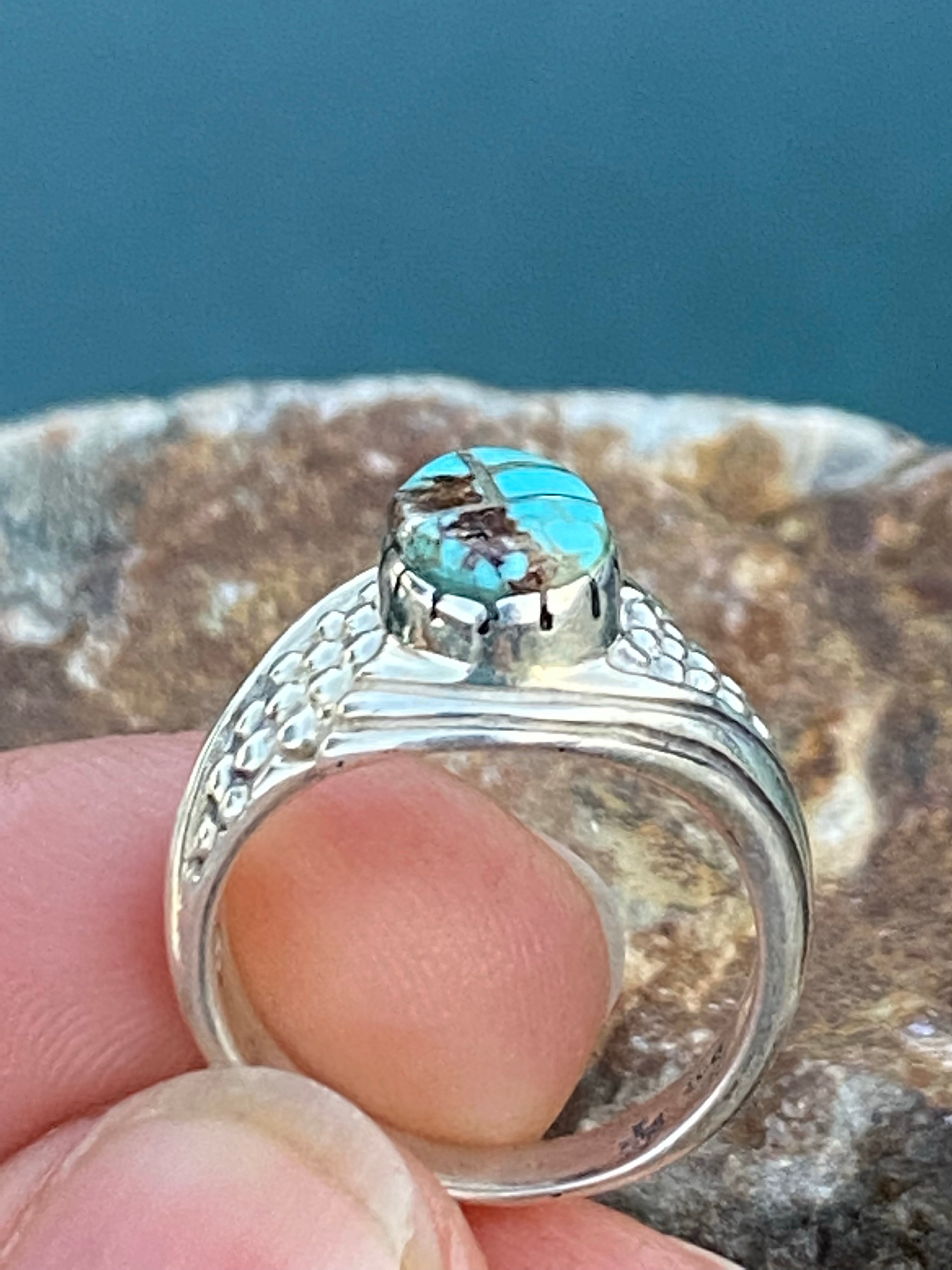 Navajo Turquoise 8 Sterling Silver Ring Sz 5.5