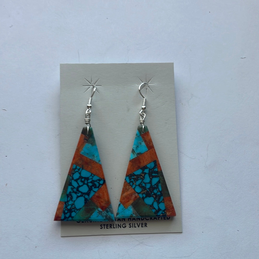 Santo Domingo Multi Stone Inlay Dangle Earrings