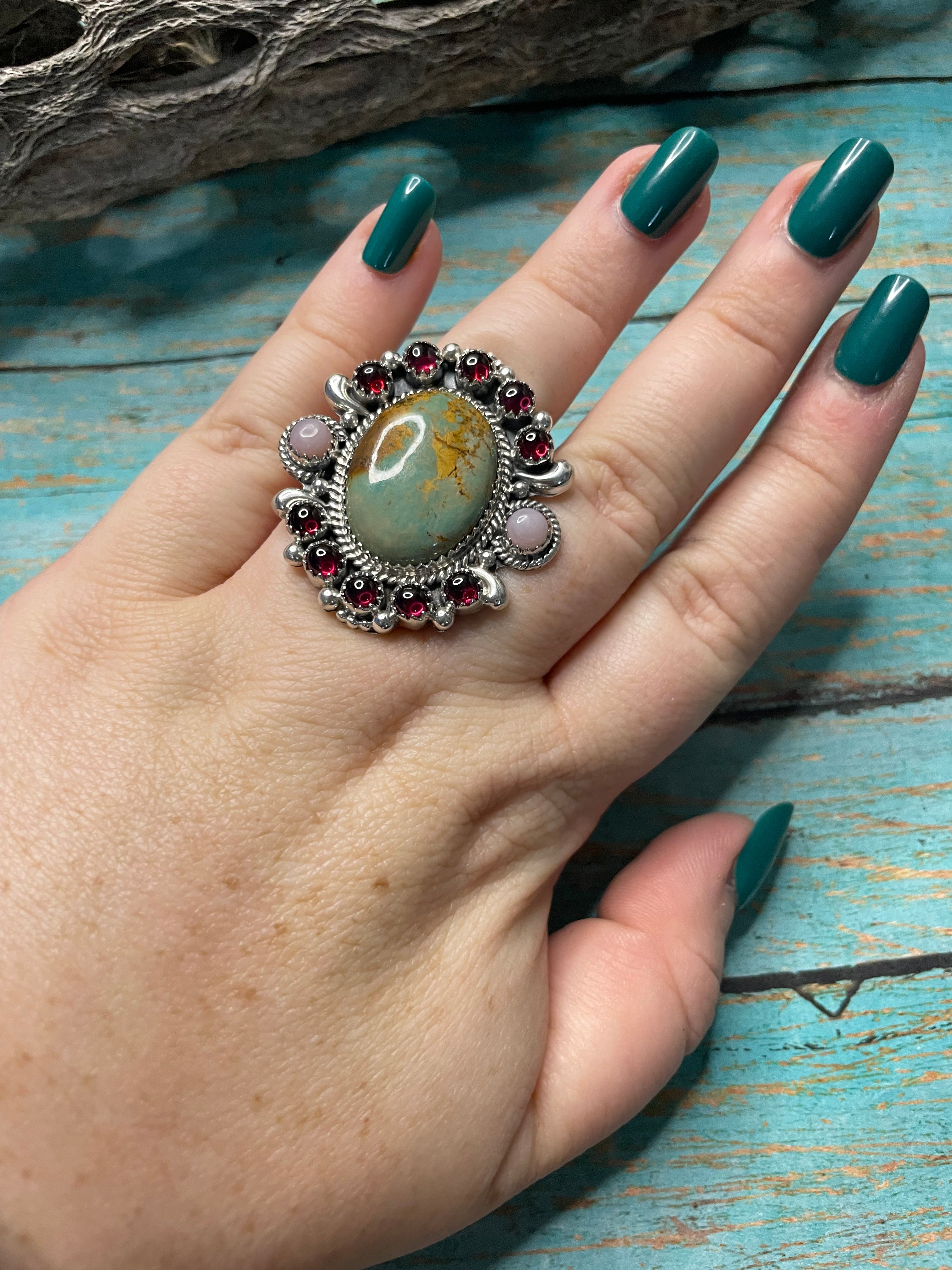 Handmade Royston Turquoise Adjustable Oval Ring