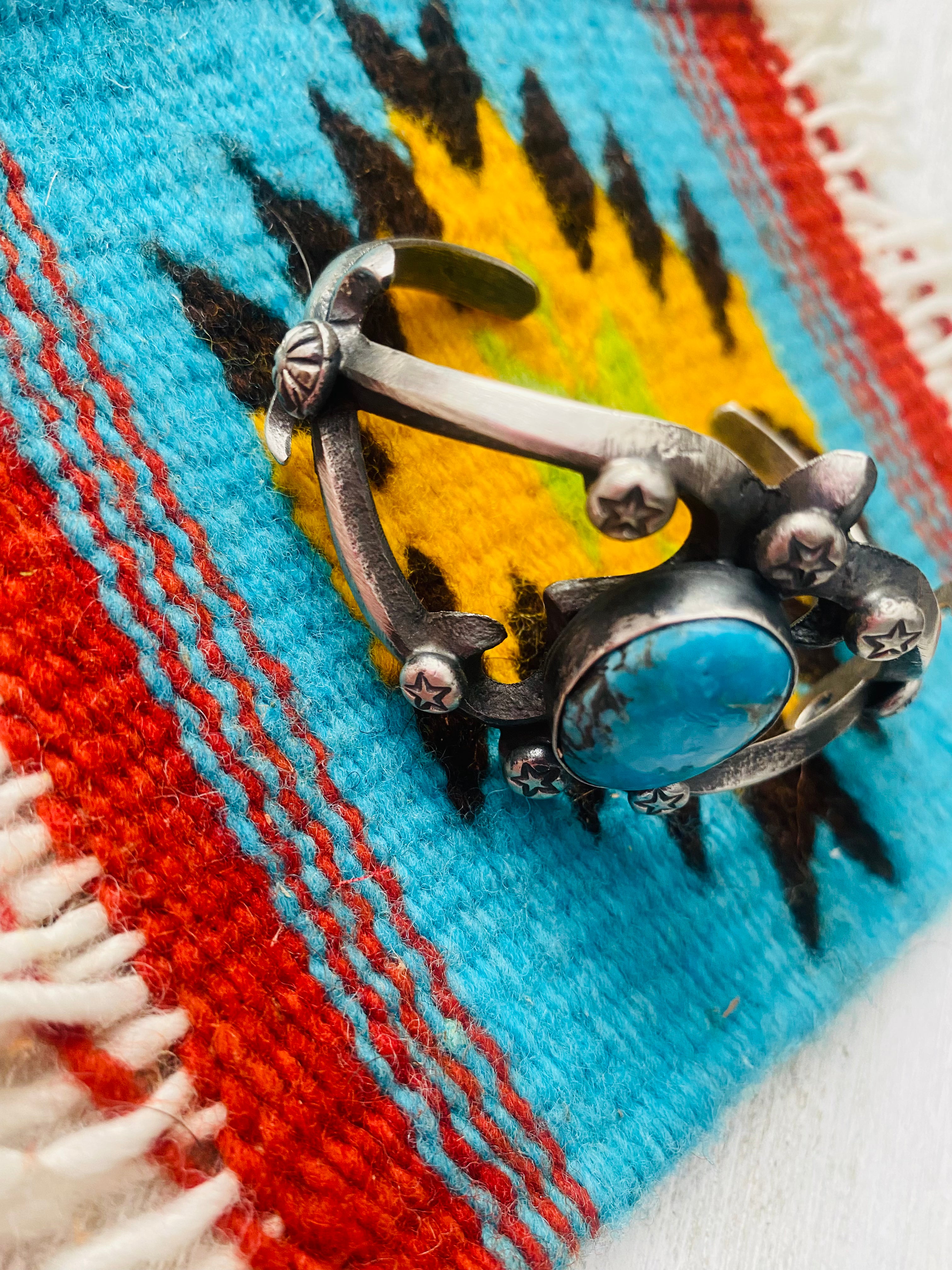 Navajo Turquoise & Sterling Silver Cuff Bracelet By Chimney Butte