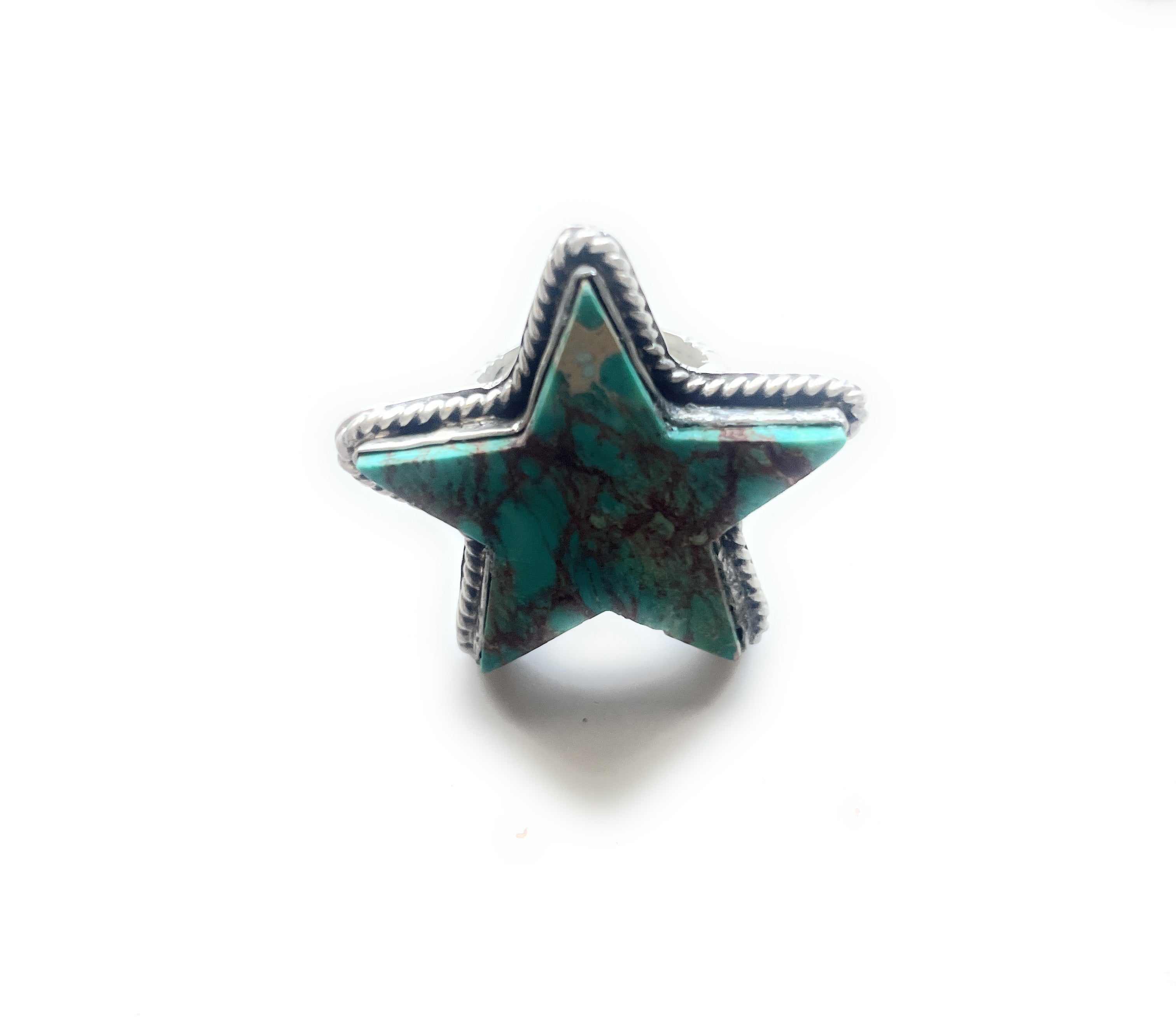 Navajo Sterling Silver & Turquoise Star Rings Signed P Yazzie