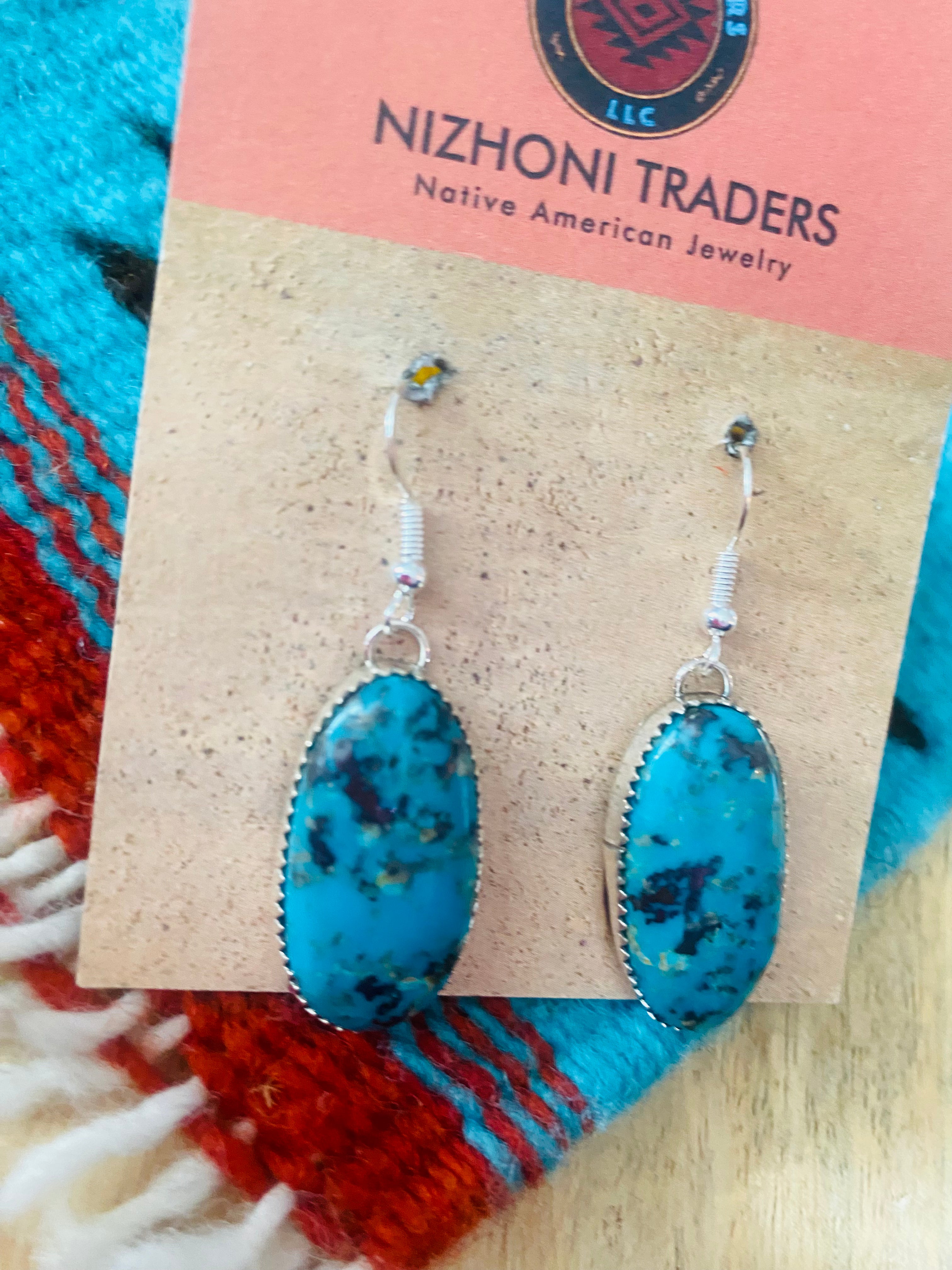 Navajo Turquoise & Sterling Silver Dangle Earrings