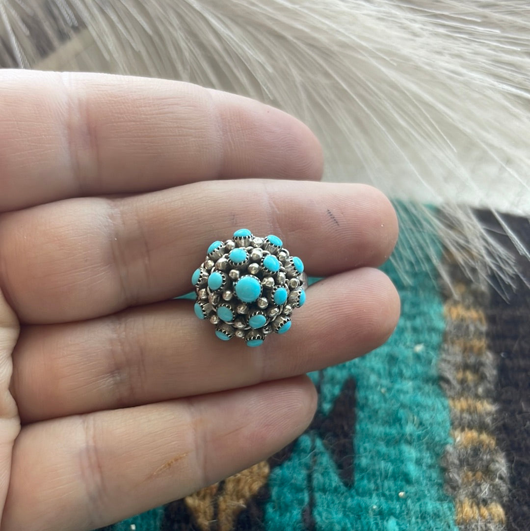 Zuni Sterling Silver & Turquoise Cluster Ring