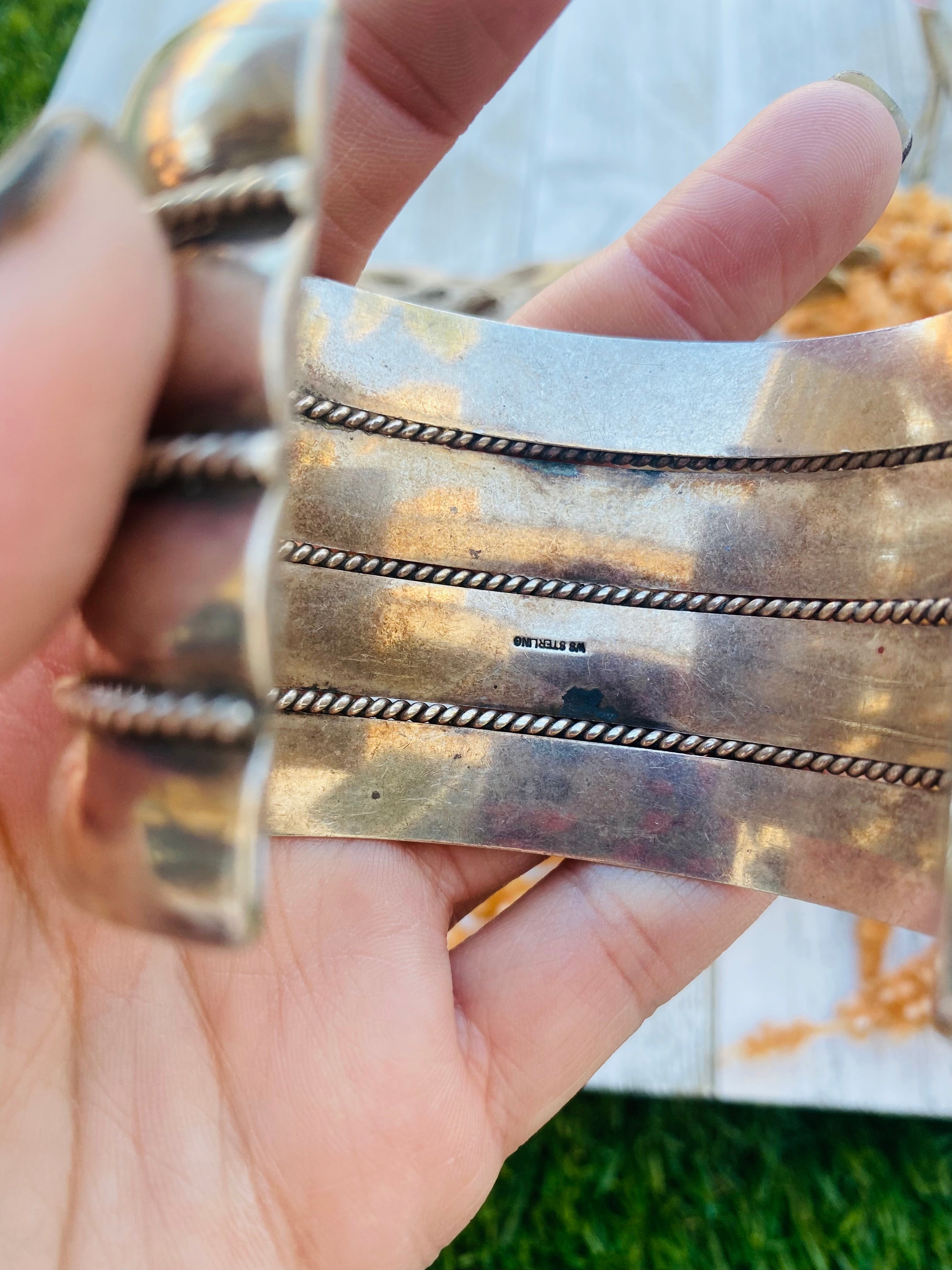 Vintage Navajo Sterling Silver Cuff Bracelet Signed