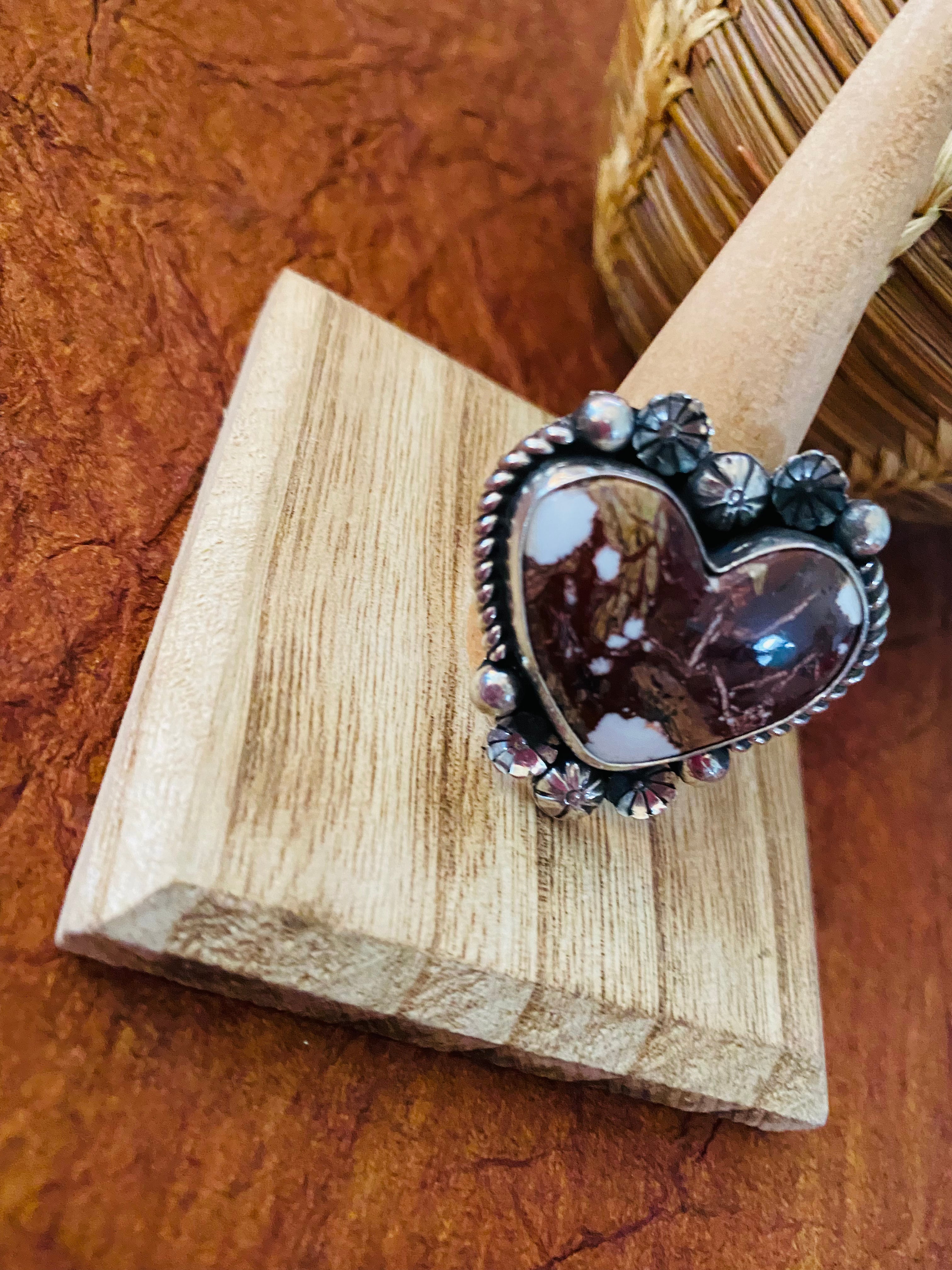 Navajo Wild Horse And Sterling Silver Heart Ring