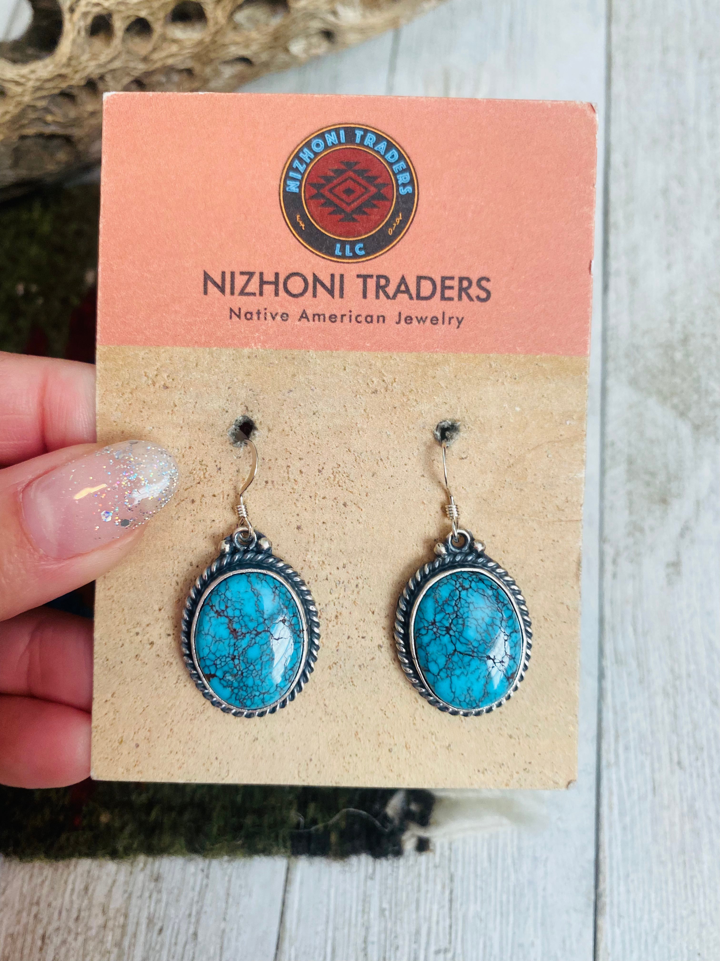 Navajo Turquoise & Sterling Silver Dangle Earrings