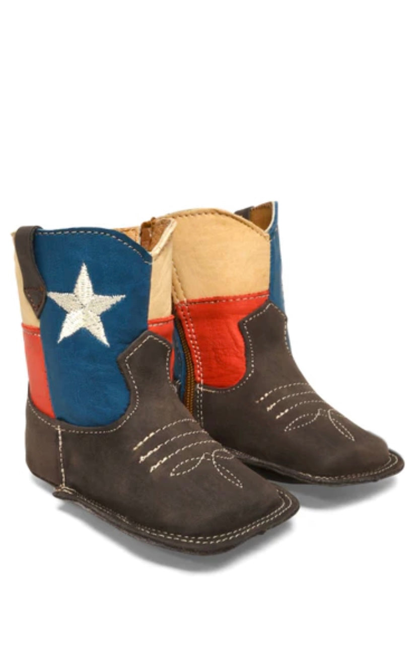 Western Leather infant Baby Boots Lone Star