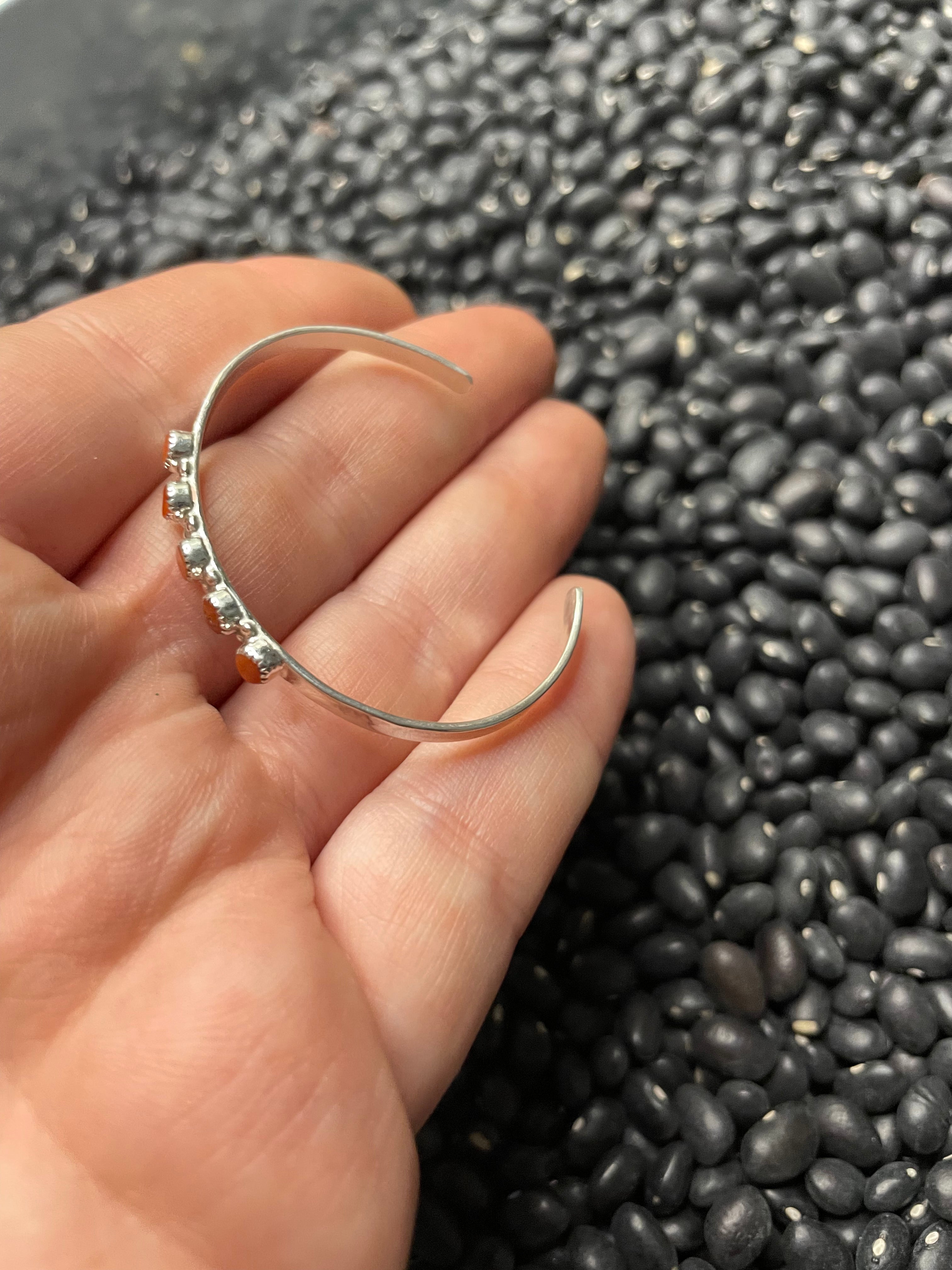 Handcrafted Sterling Silver & Coral Baby Cuff Bracelet