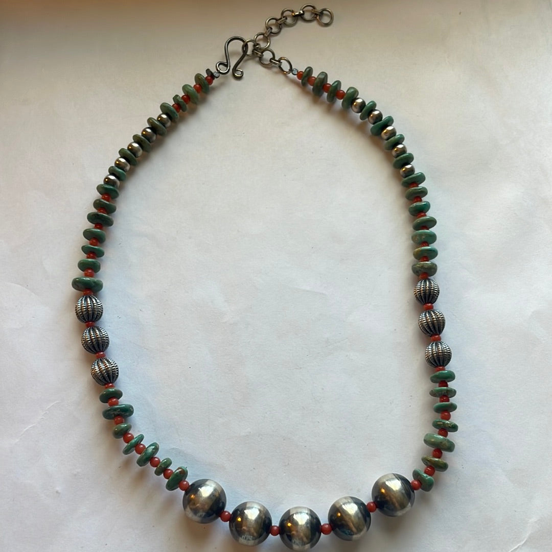 Handmade Sterling Silver & Multi Stone Beaded Necklace