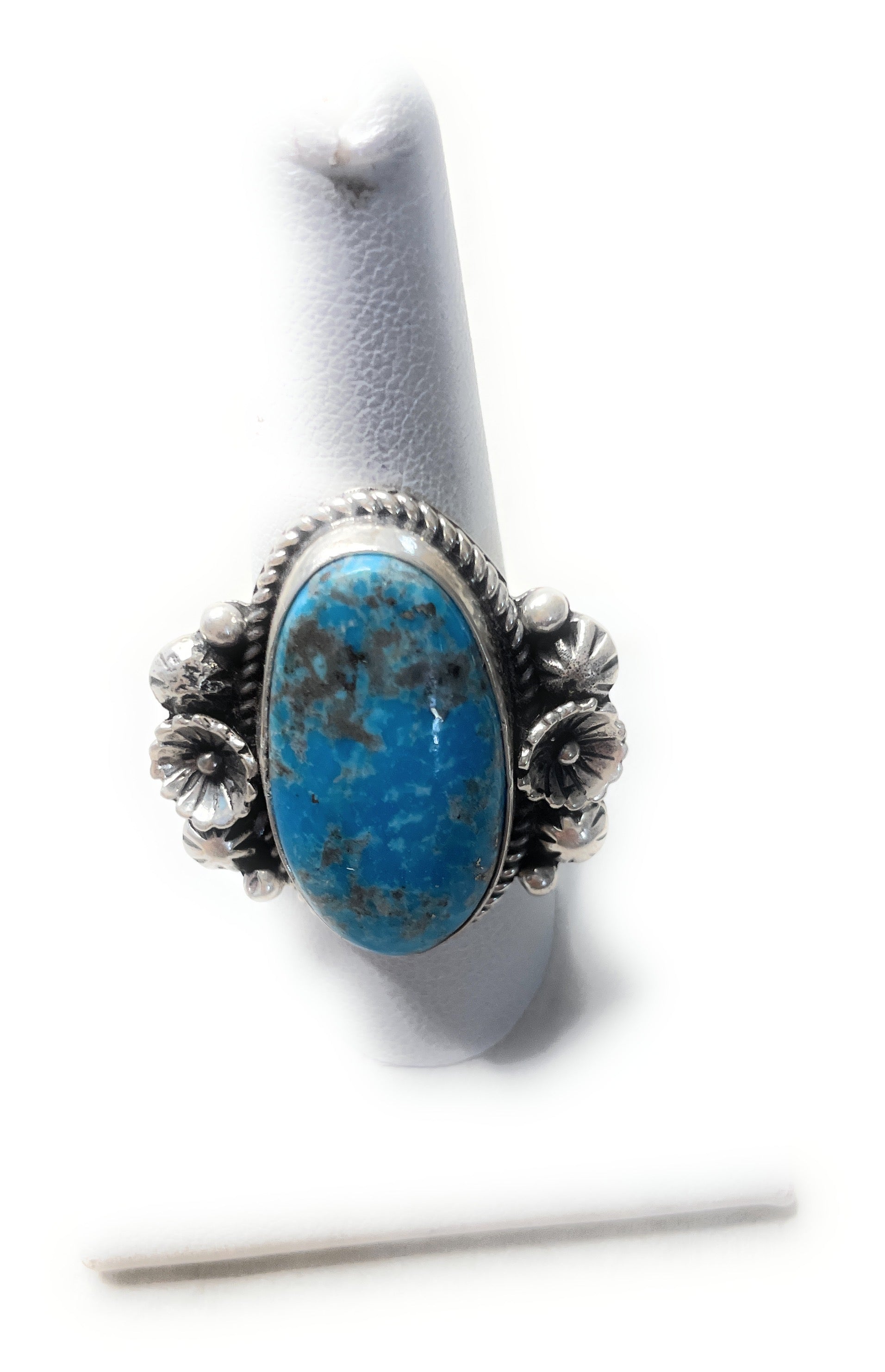 Old Pawn Navajo Sterling Silver & Turquoise Ring Size 10