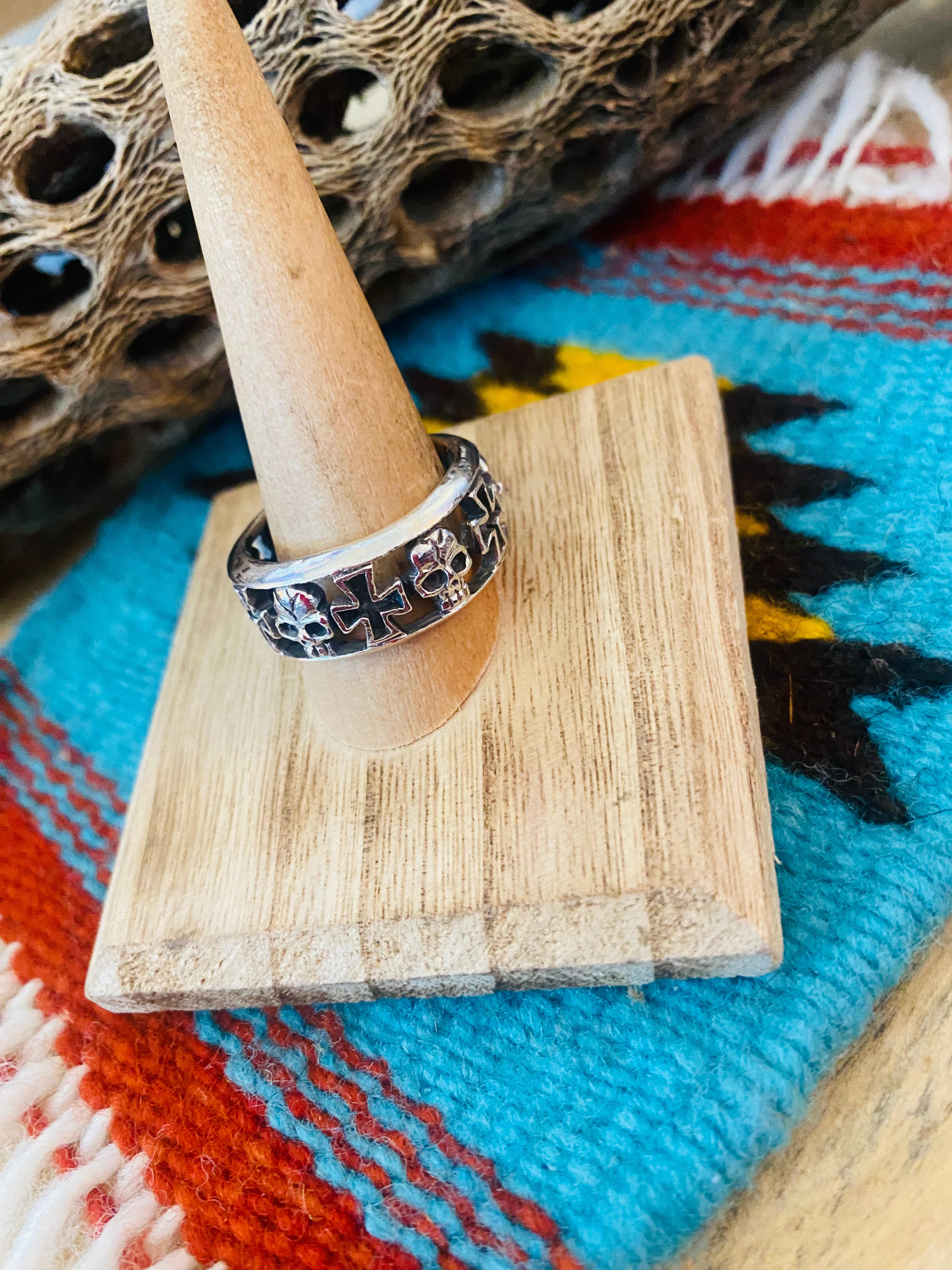 Handmade Sterling Silver Skull Ring Size 11.5