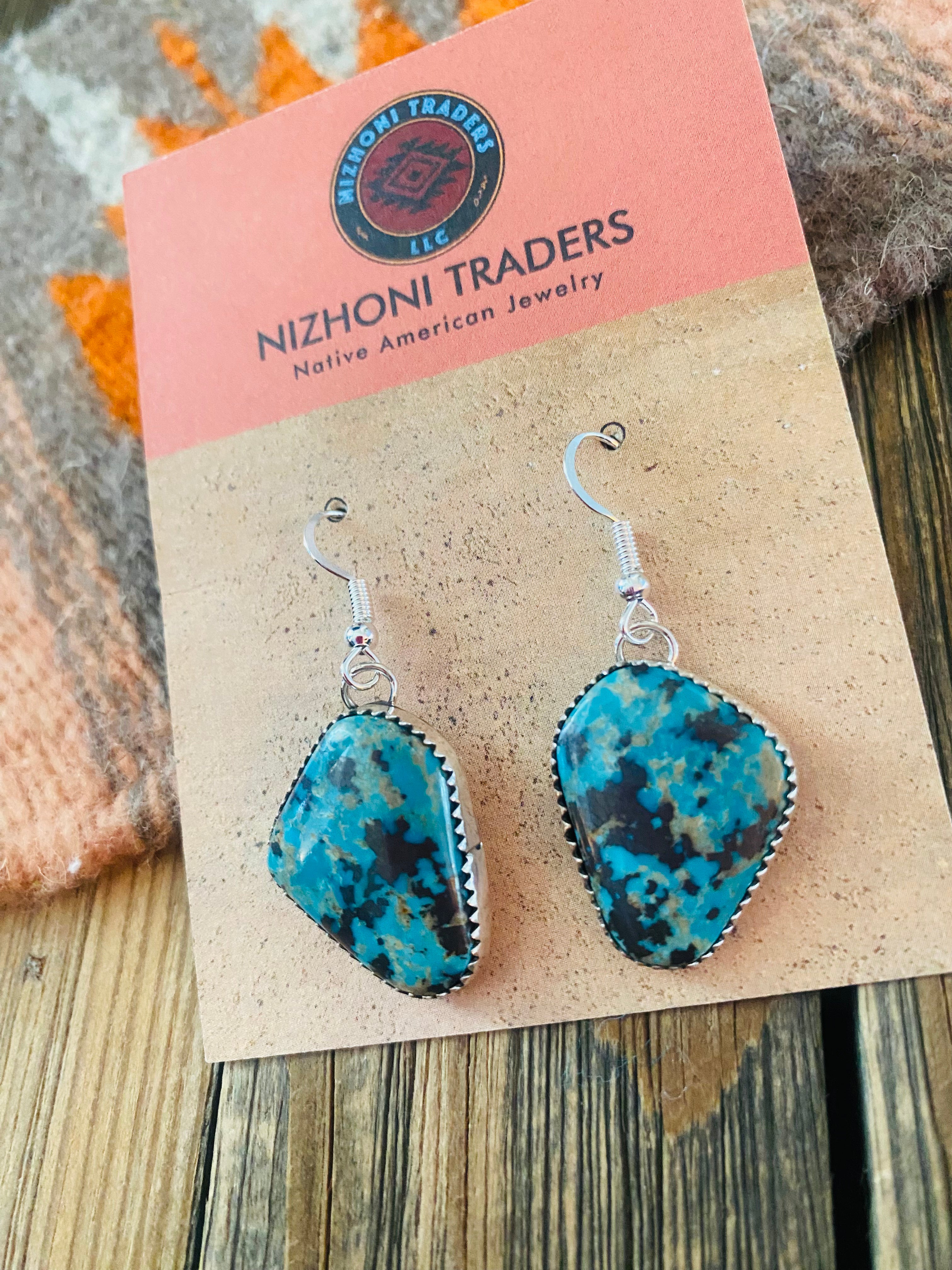 Navajo Turquoise & Sterling Silver Dangle Earrings