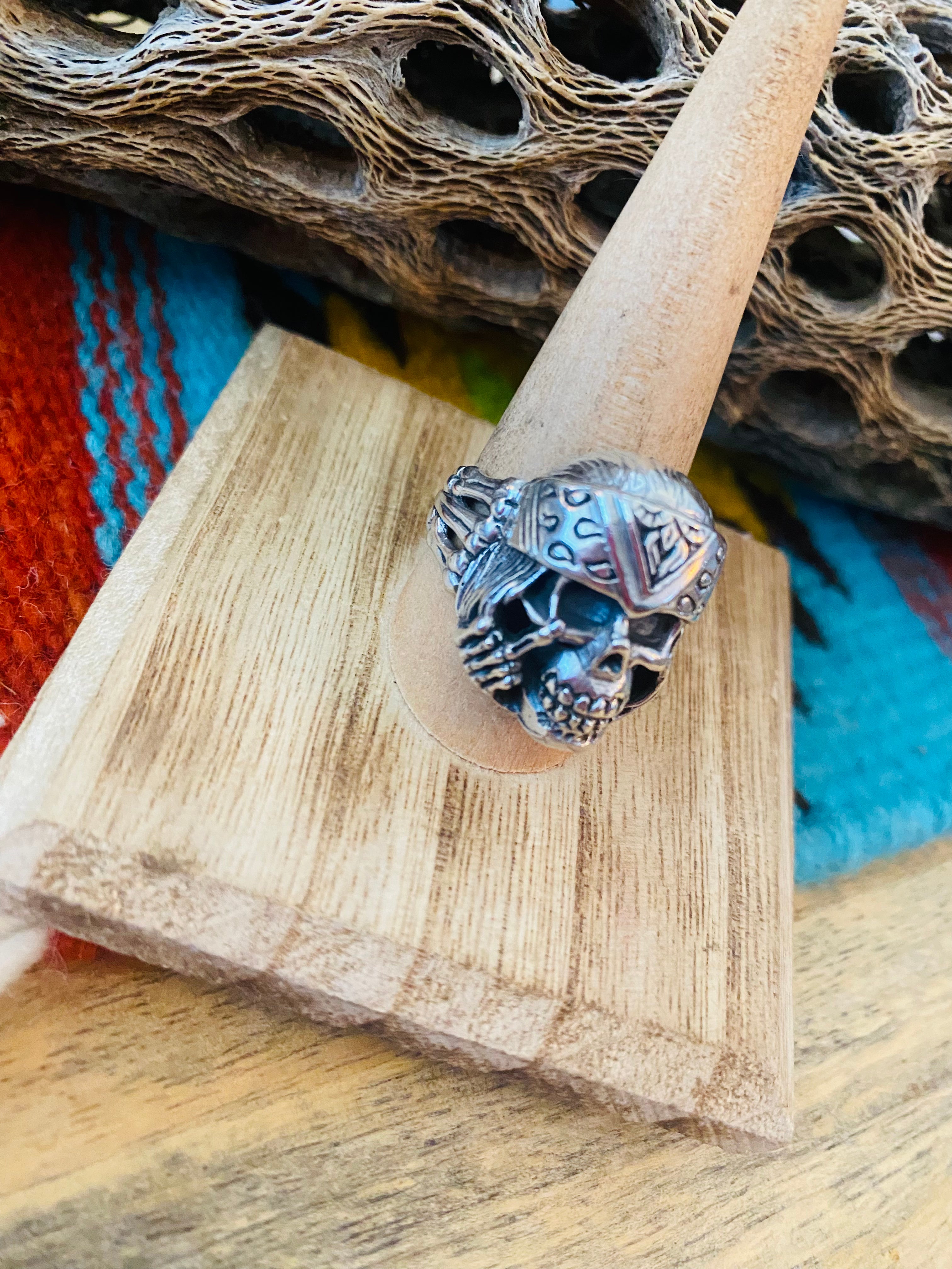 Handmade Sterling Silver Skull Ring Size 9.5