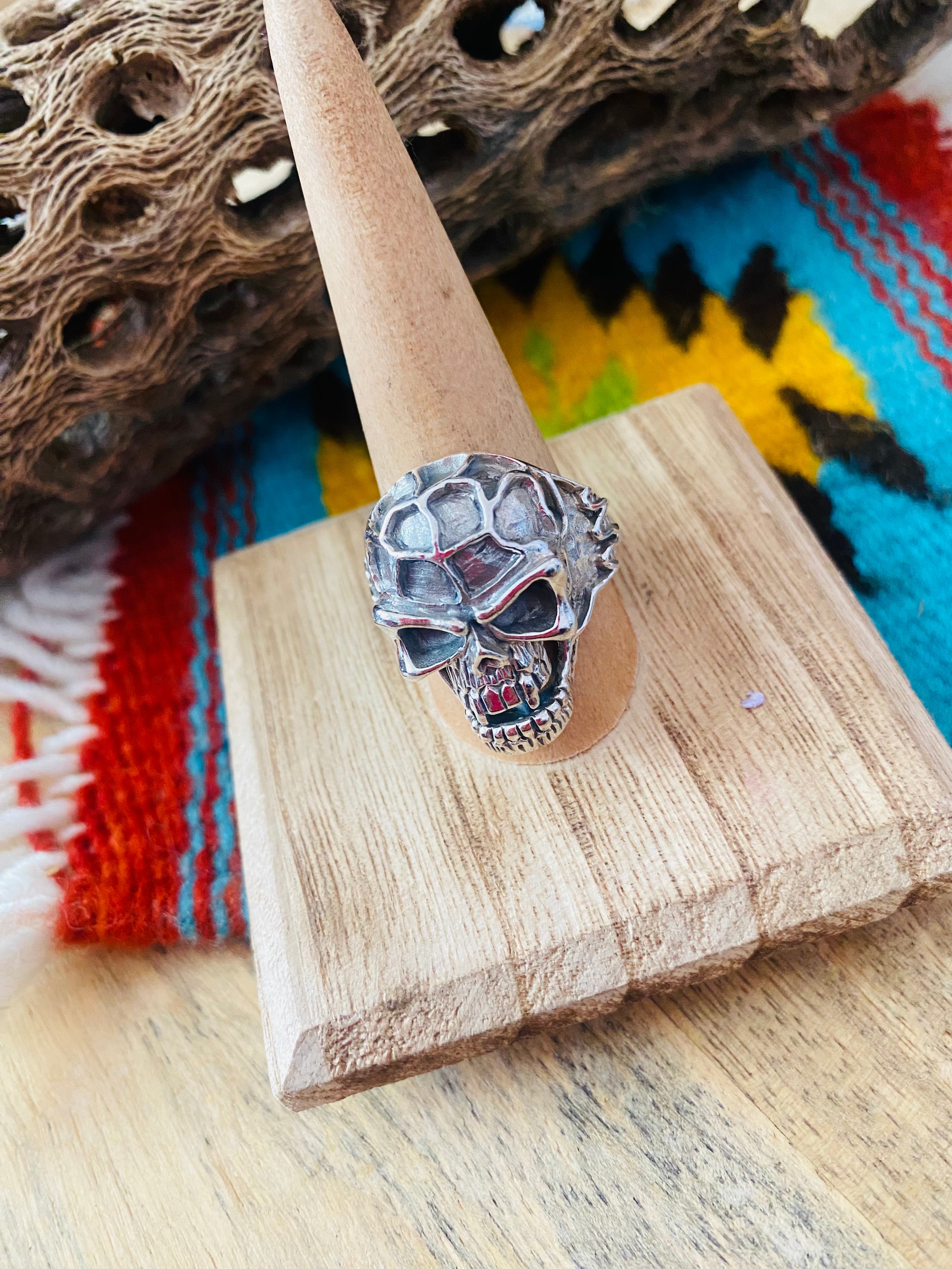 Handmade Sterling Silver Skull Ring Size 9.5