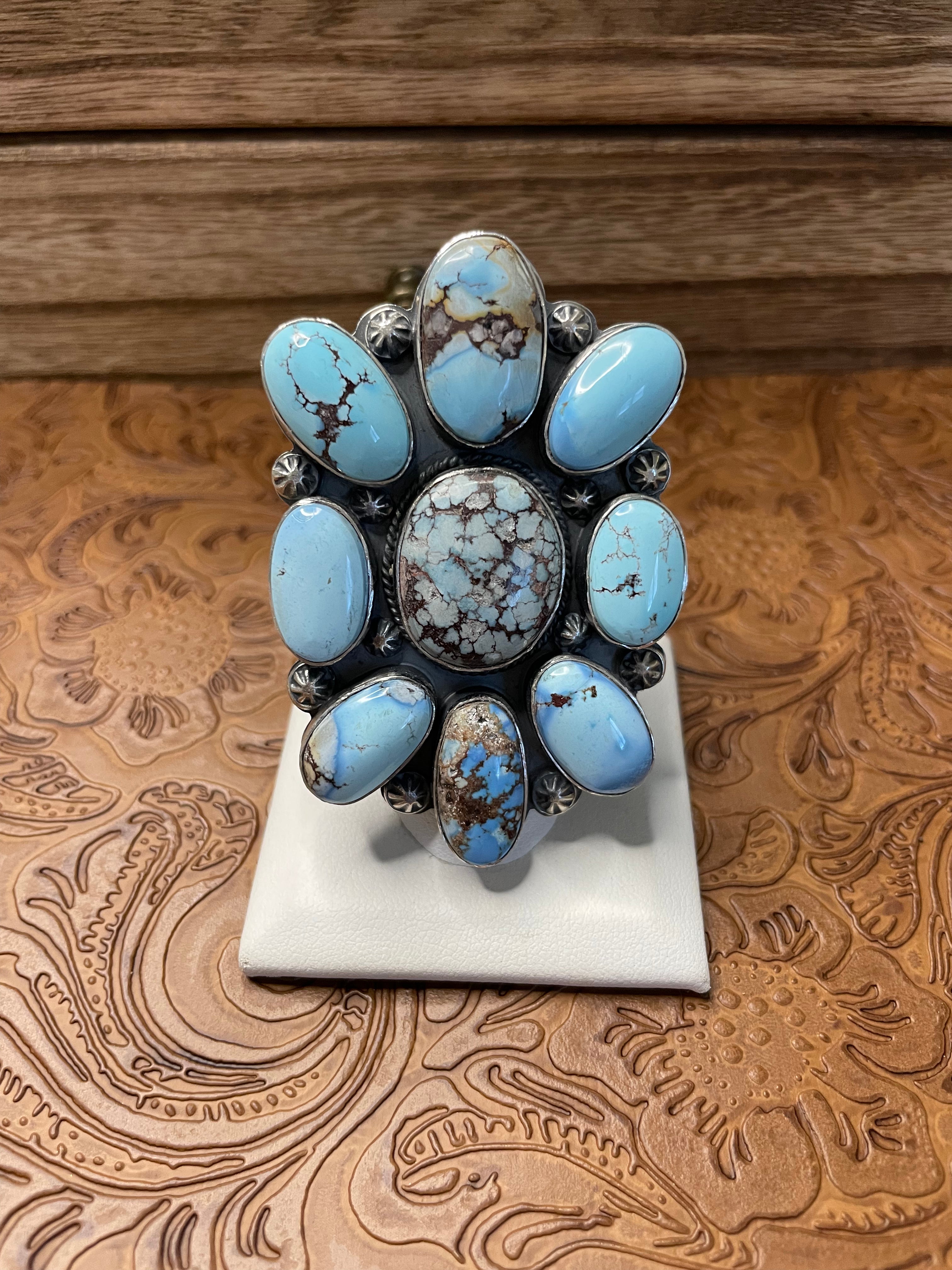 Navajo Golden Hills Turquoise And Sterling Silver Adjustable by Tim Vandever