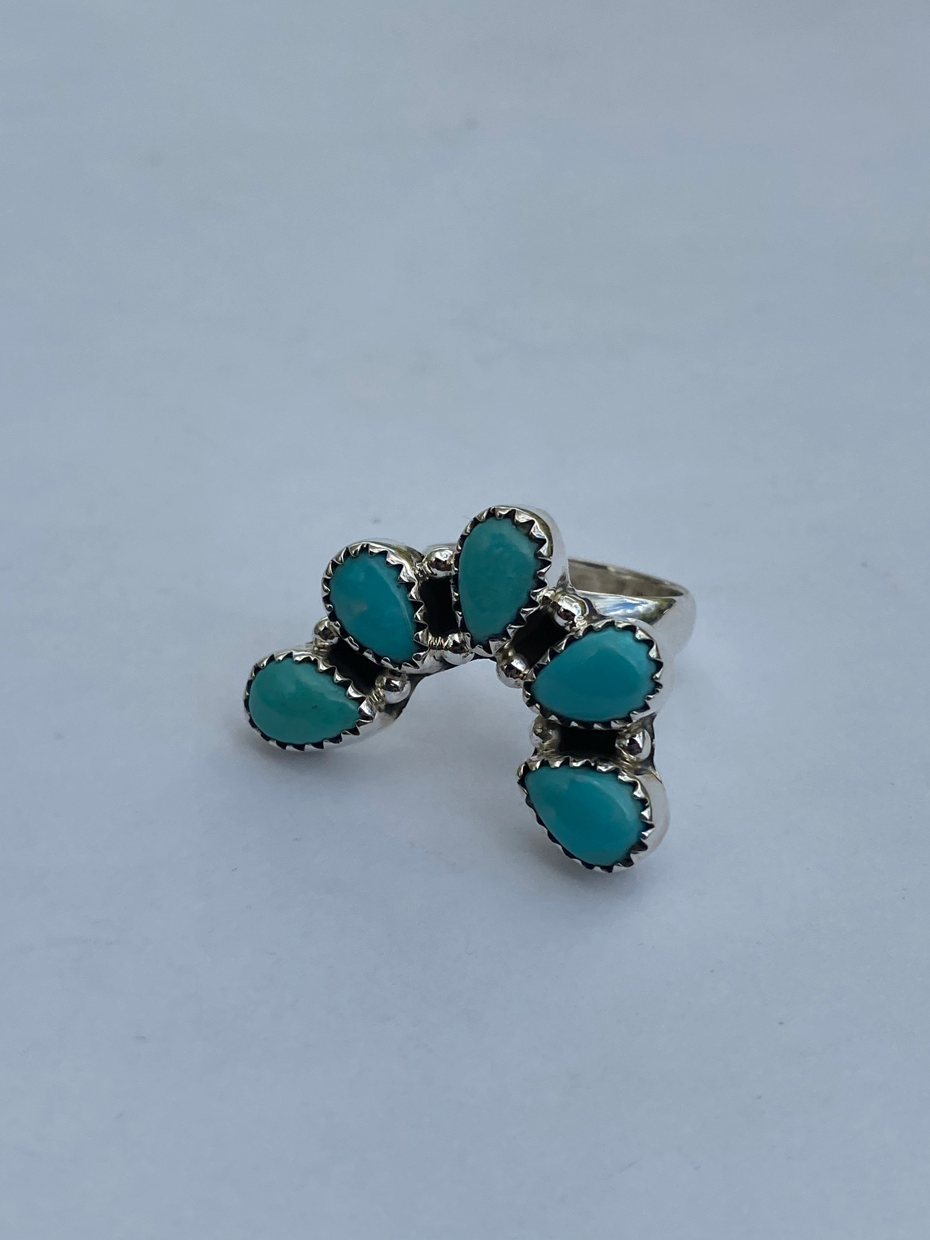 Kingman Turquoise & Sterling Silver Diamond Wrap Ring