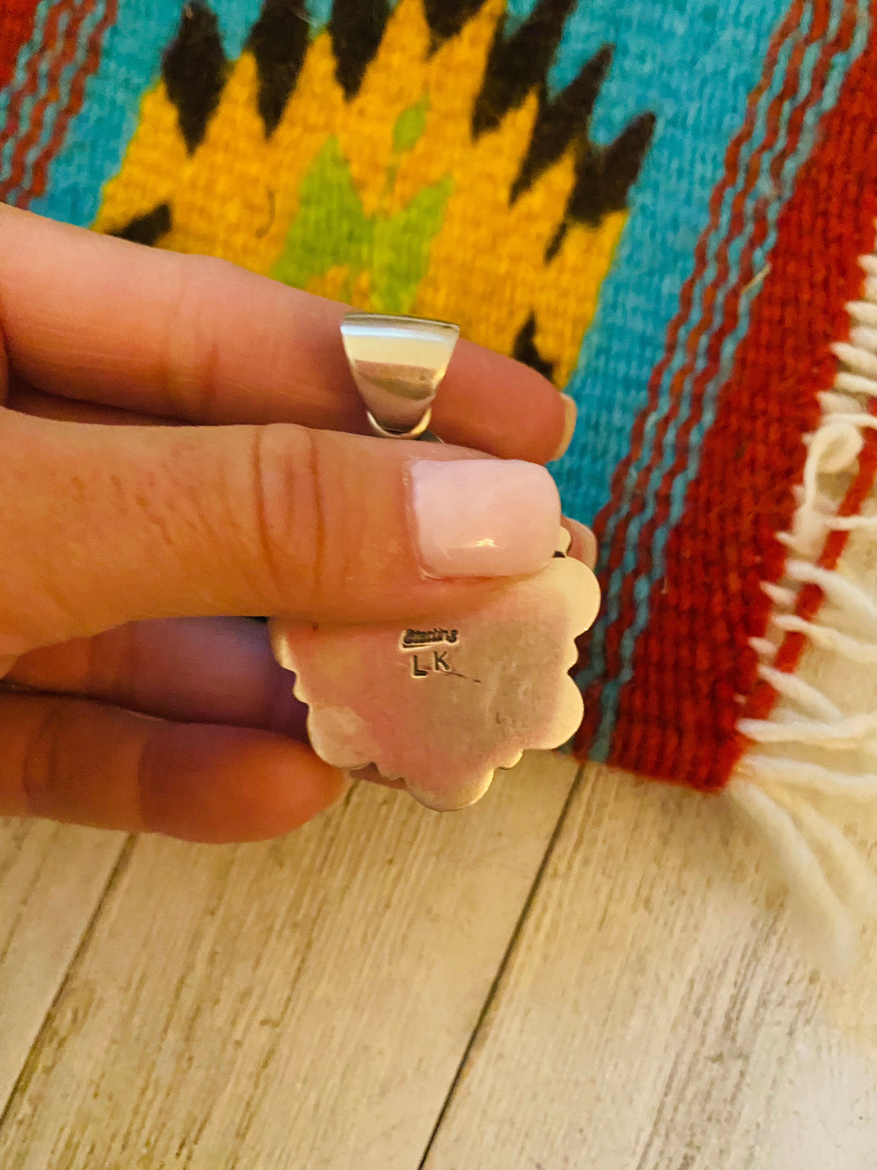 Navajo Pink Dream Mojave & Sterling Silver Cluster Pendant